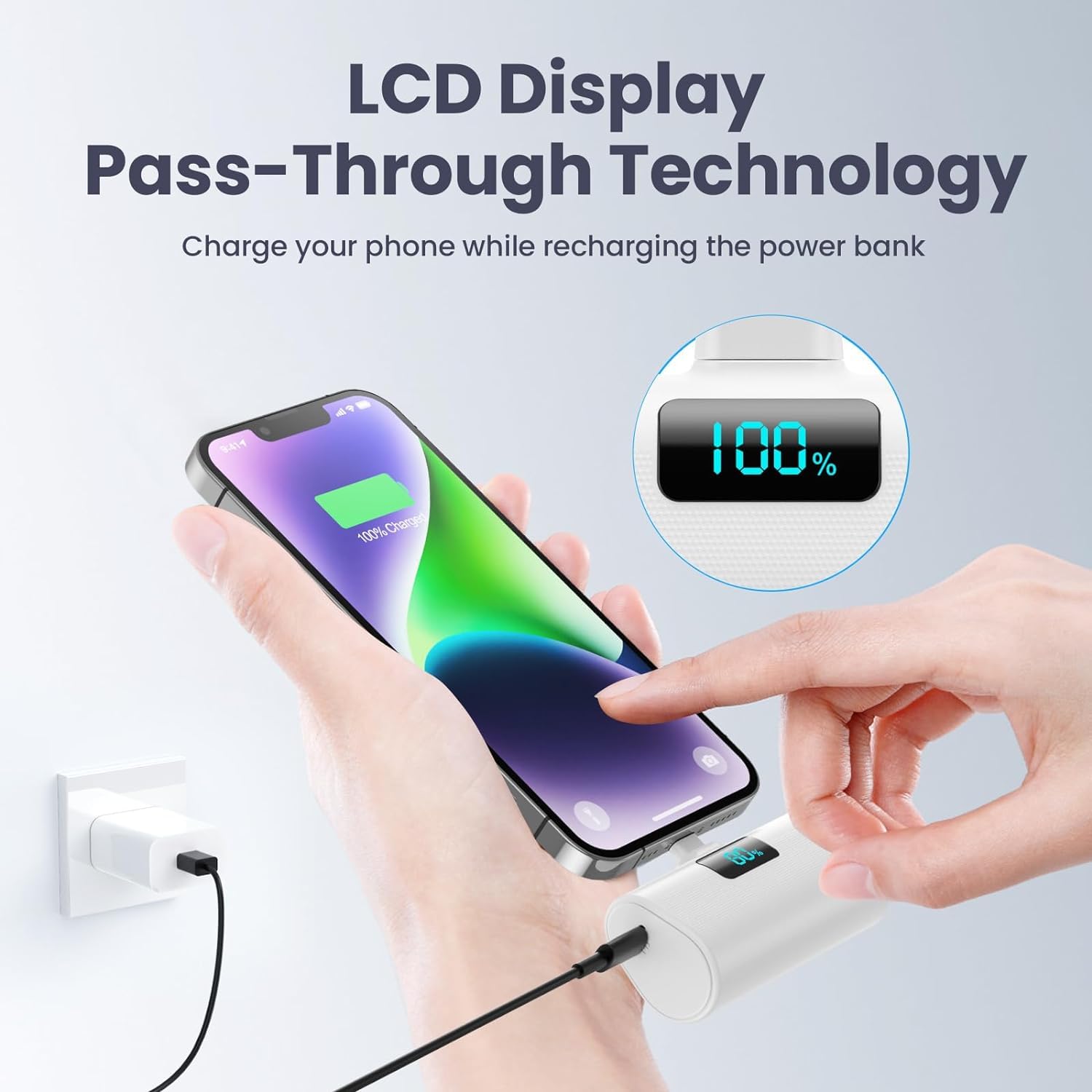 [2 Pack] Mini Portable Charger 5200Mah For Iphone, 20W Pd Fast Charging Power Bank, Ultra Compact Battery Pack Lcd Display Porta