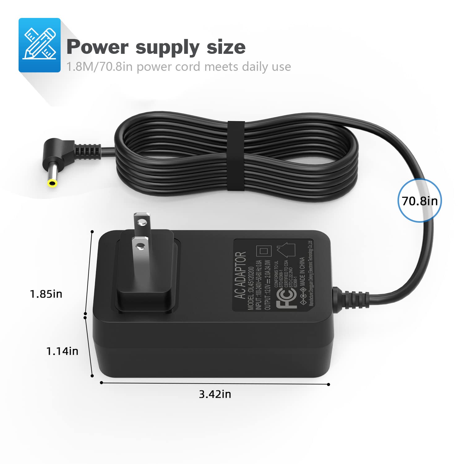 12V 2A Laptop Charger For Gateway Power Cord, Computer Wall Charger Gateway Gwtn116 1 Gwtc116 1 Gwtc116 2 Gwtn116 3 Gwtn141 1 Gw