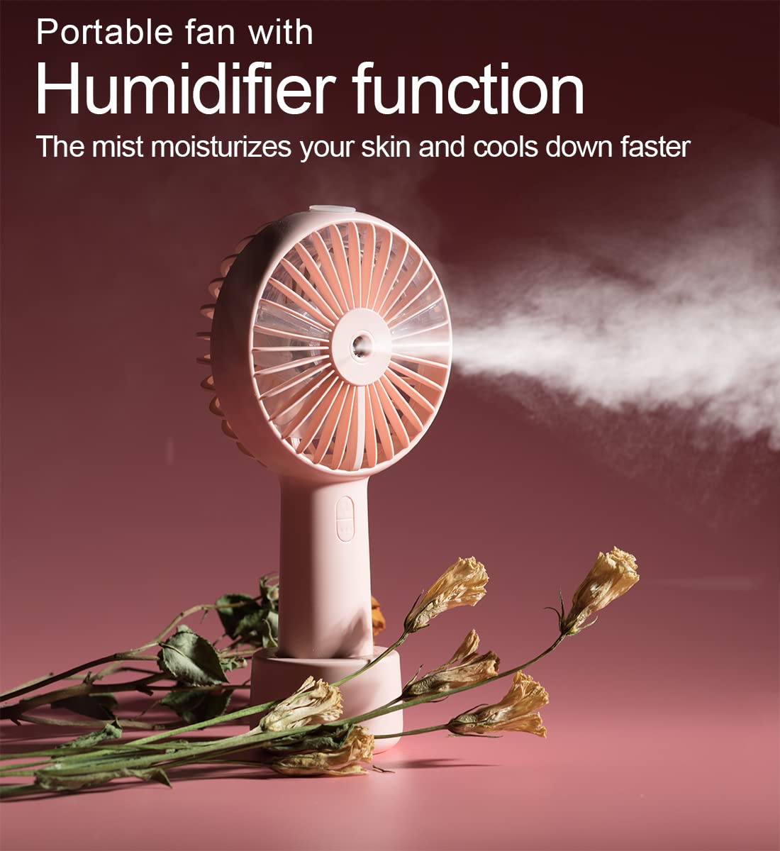 Small Handheld Misting Fan, Portable Fan Mister With Water Tank 2000Mah Rechargeable Usb Battery Operated Spray Water Fan Person