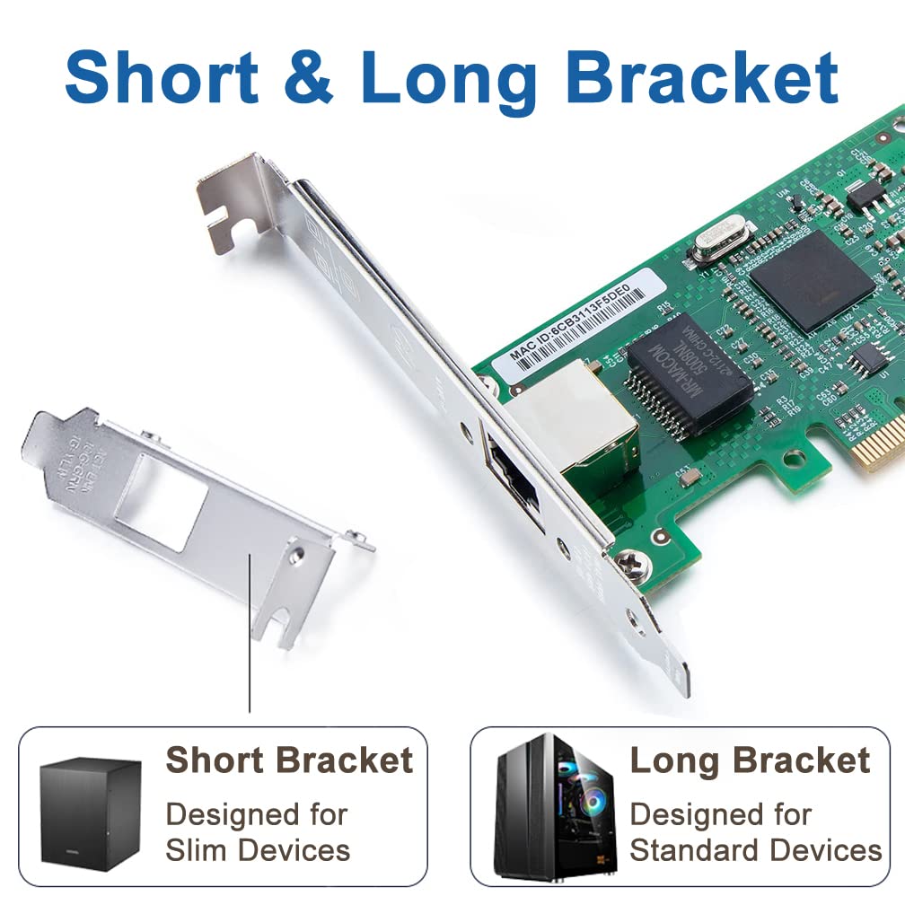 Gigabit Pcie Nic With Intel 82573 Chip, 1Gb Network Card Compare To Intel 82573 Nic, Single Rj45 Port, Pci Express X1, Ethernet