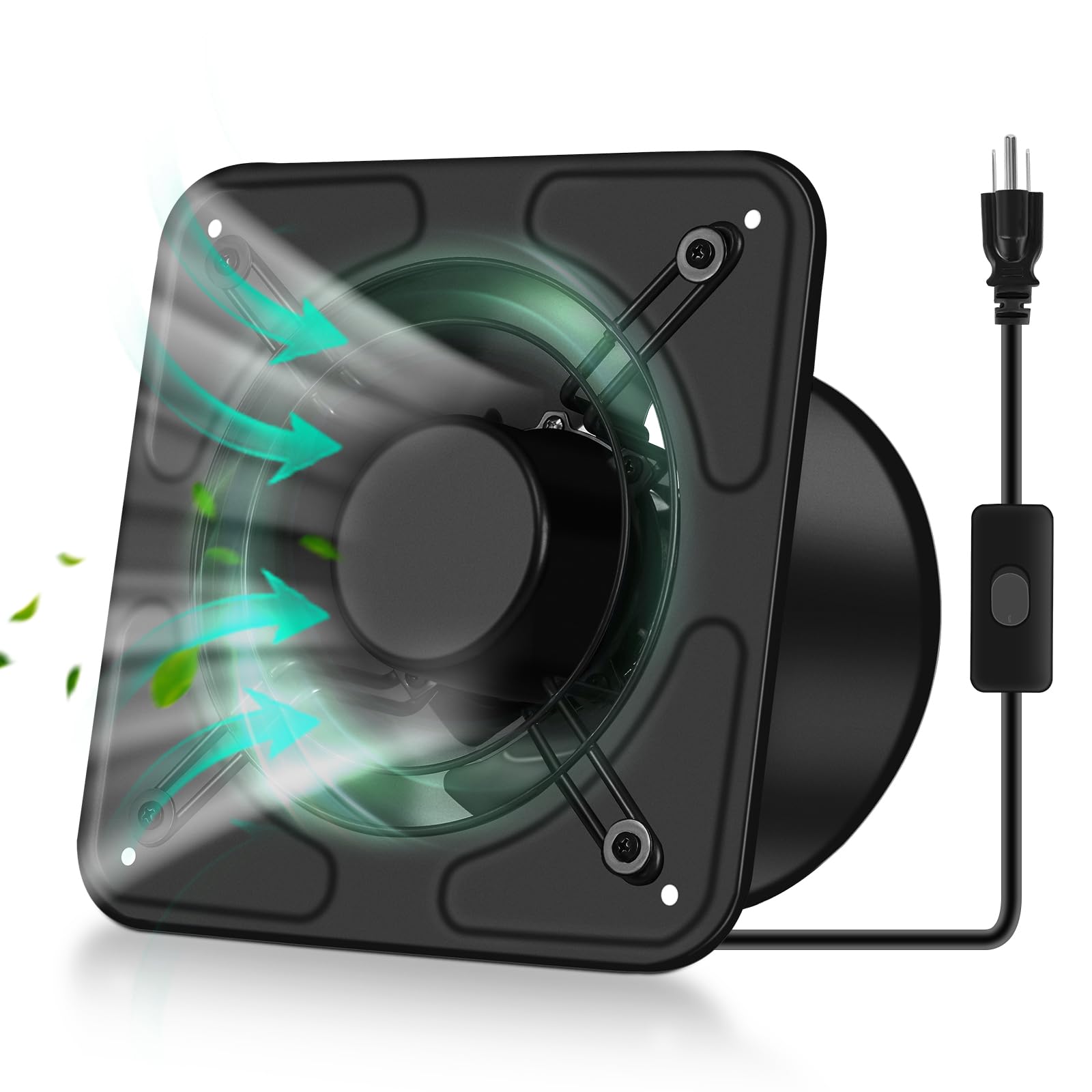 Fareast 8 Inch Garage Exhaust Fan, Wall Mounted Kitchen Exhaust Fan, Metal Attic Fan With Backdraft Damper, 1200 M/H Air Volume