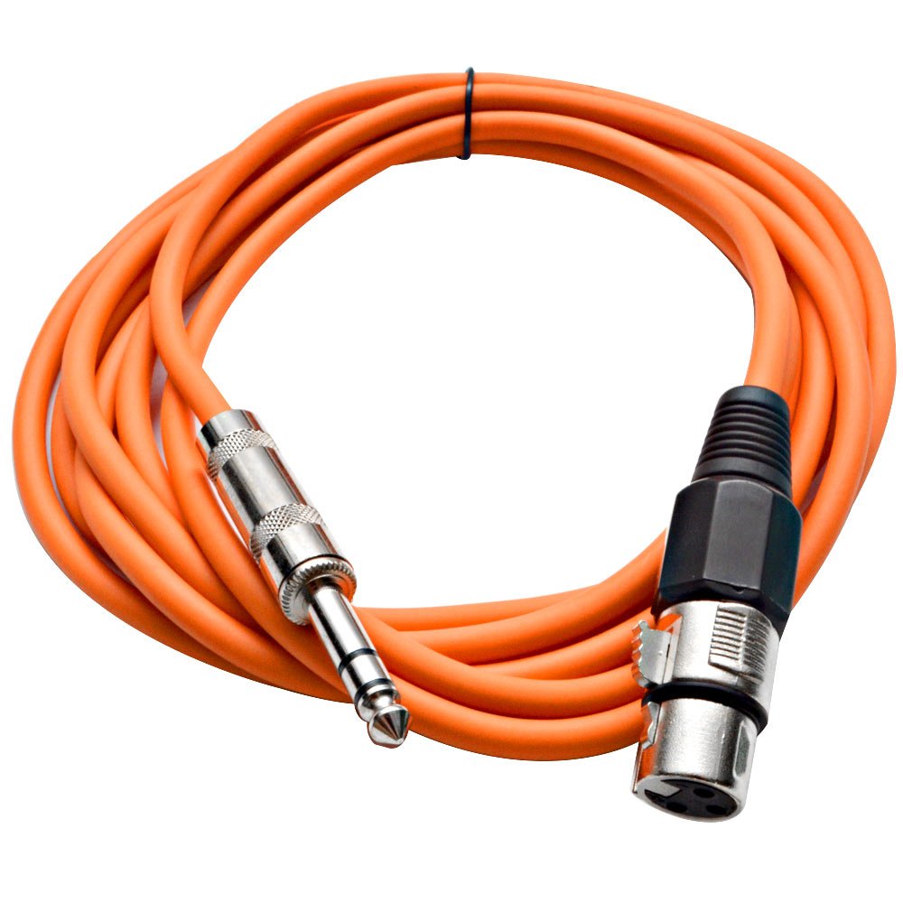 Seismic Audio - Satrxl-F10-6 Pack Of Orange 10' Xlr Female To 1/4'' Trs Patch Cables