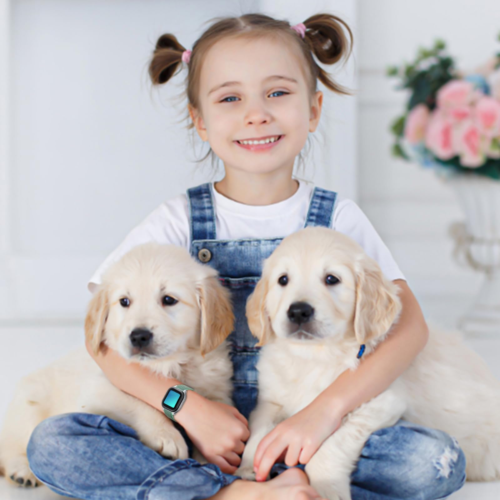 3 Pack Replacement Nylon Bands Compatible With Gabb Watch/Gizmo Watch 2 & 1, Hook & Loop Design Easy For Kids To Put On & Off, Breathable & Washable, Blue+Green+Lightgreen