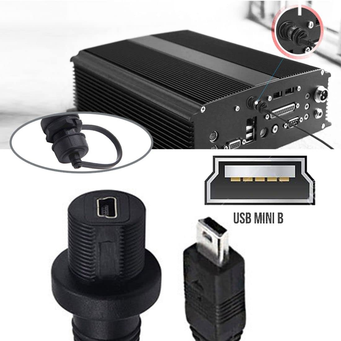 Chenyang Mini Usb 5Pin Flush Mount Male To Female Extension Cable For Car Dashboard Panel Mount Waterproof Dustproof