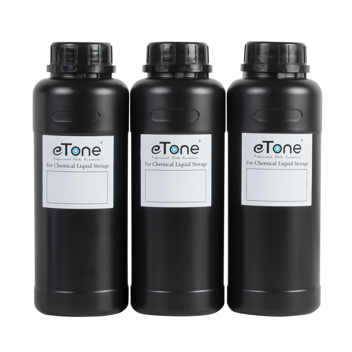 Etone 3X 500Ml Darkroom Chemical Storage Bottles With Caps Film Photo Developing Processing Equipment (Black)