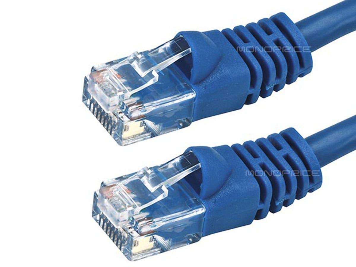 Monoprice 2Ft 24Awg Cat6 550Mhz Utp Ethernet Bare Copper Network Cable   Blue
