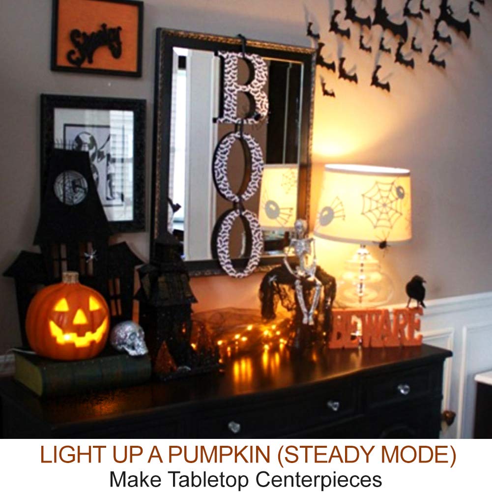 Home Most 2 Pack Halloween Pumpkin Lights With Remote/Timer   Orange Pumpkin Lights Led Battery Operated Halloween Decor   Hallo