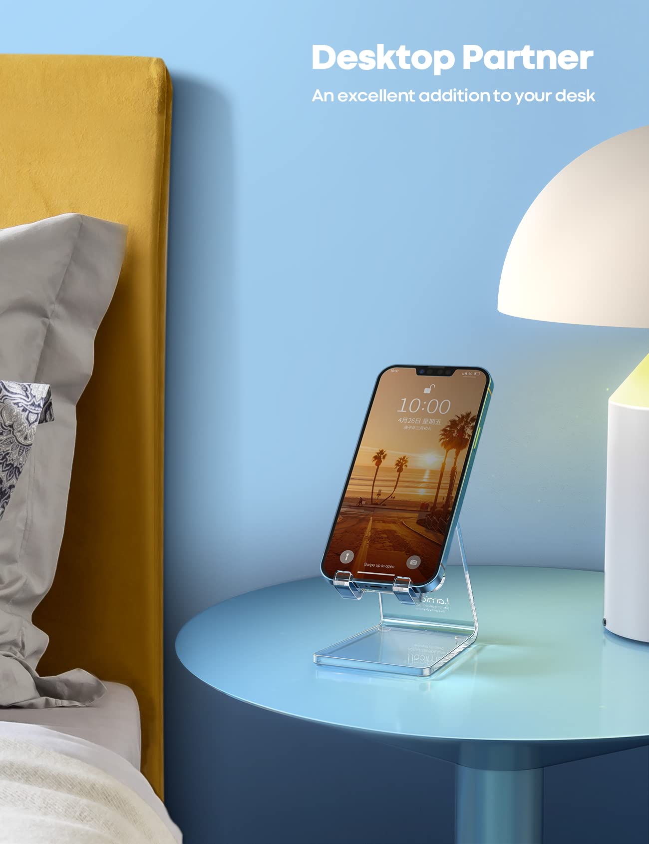 Lamicall Cell Phone Stand, Desk Accessories   Clear Office Cell Phone Holder, Acrylic Phone Stand For Desk, Desktop, Acrylic Off