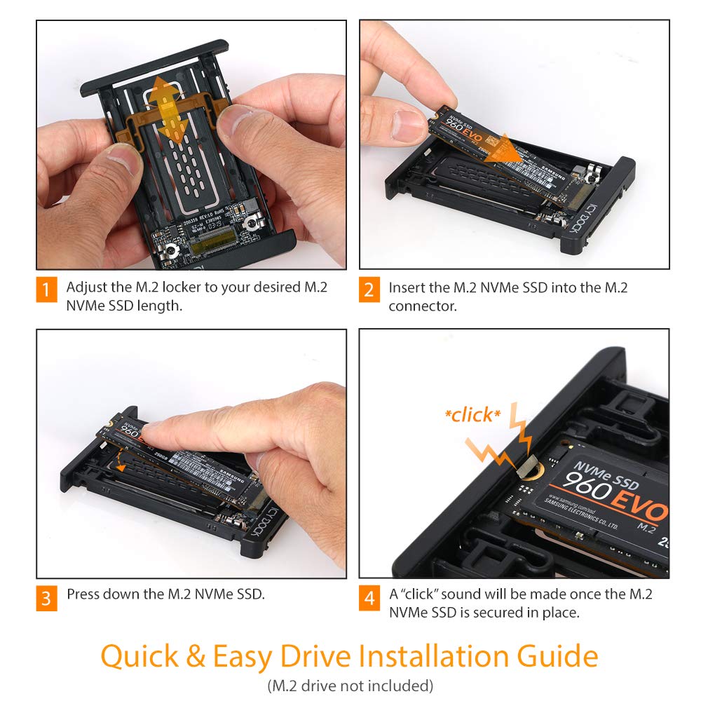 Icy Dock Tool Less M.2 Pcie 3.0/4.0 Nvme Ssd To 2.5'' U.2 (Sff 8639) Ssd Converter Adapter With Heatsink Cover   Ezconvert Mb705
