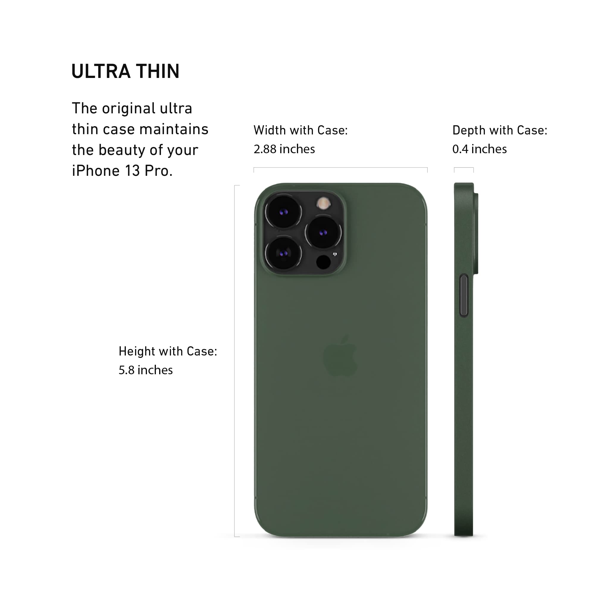 Peel Ultra Thin Iphone 13 Pro Case, Midnight Green   Minimalist Design | Branding Free | Protects And Showcases Your Apple Iphon