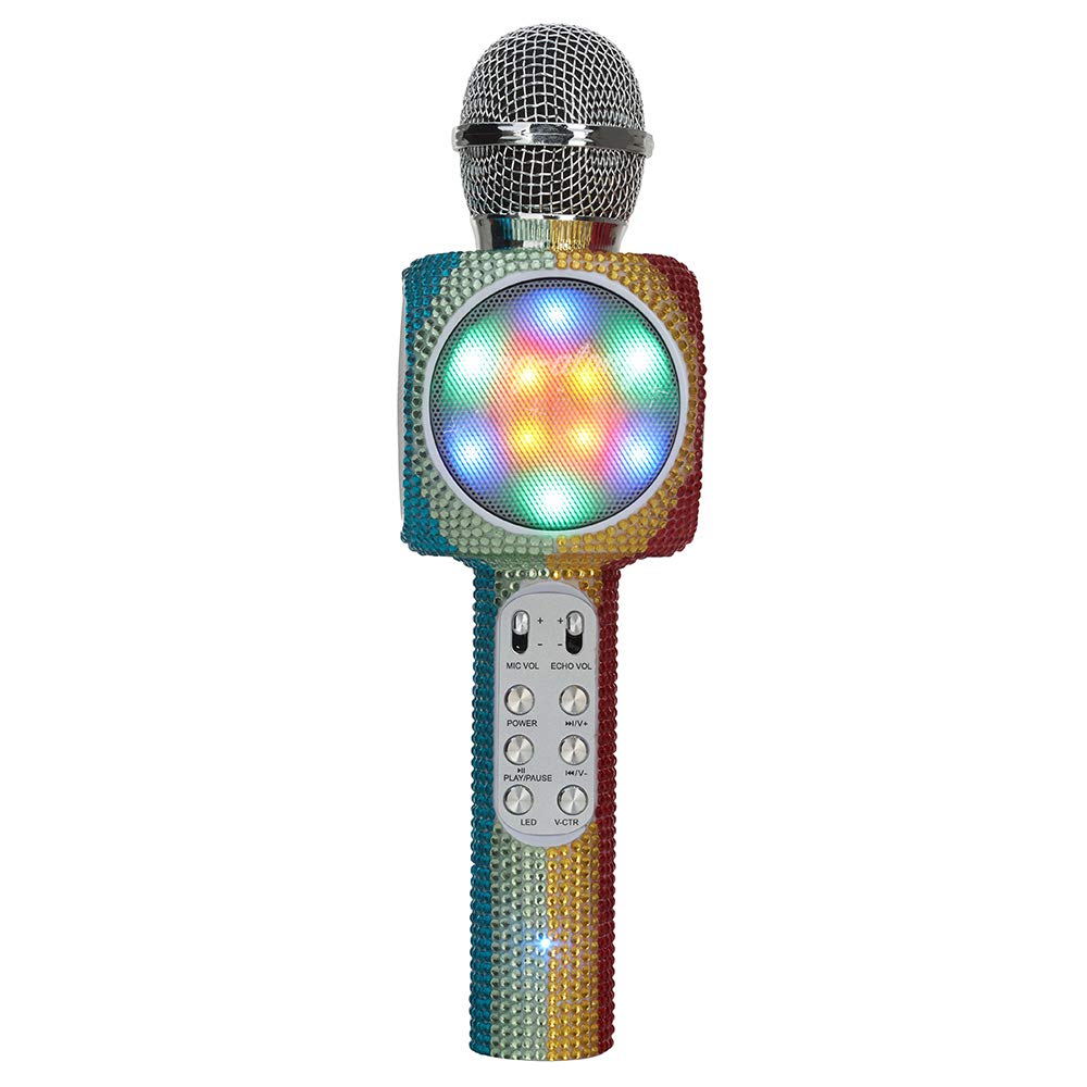 Wireless Express   Sing Along Bling Bluetooth Karaoke Microphone And Bluetooth Stereo Speaker All In One (Rainbow Bling)