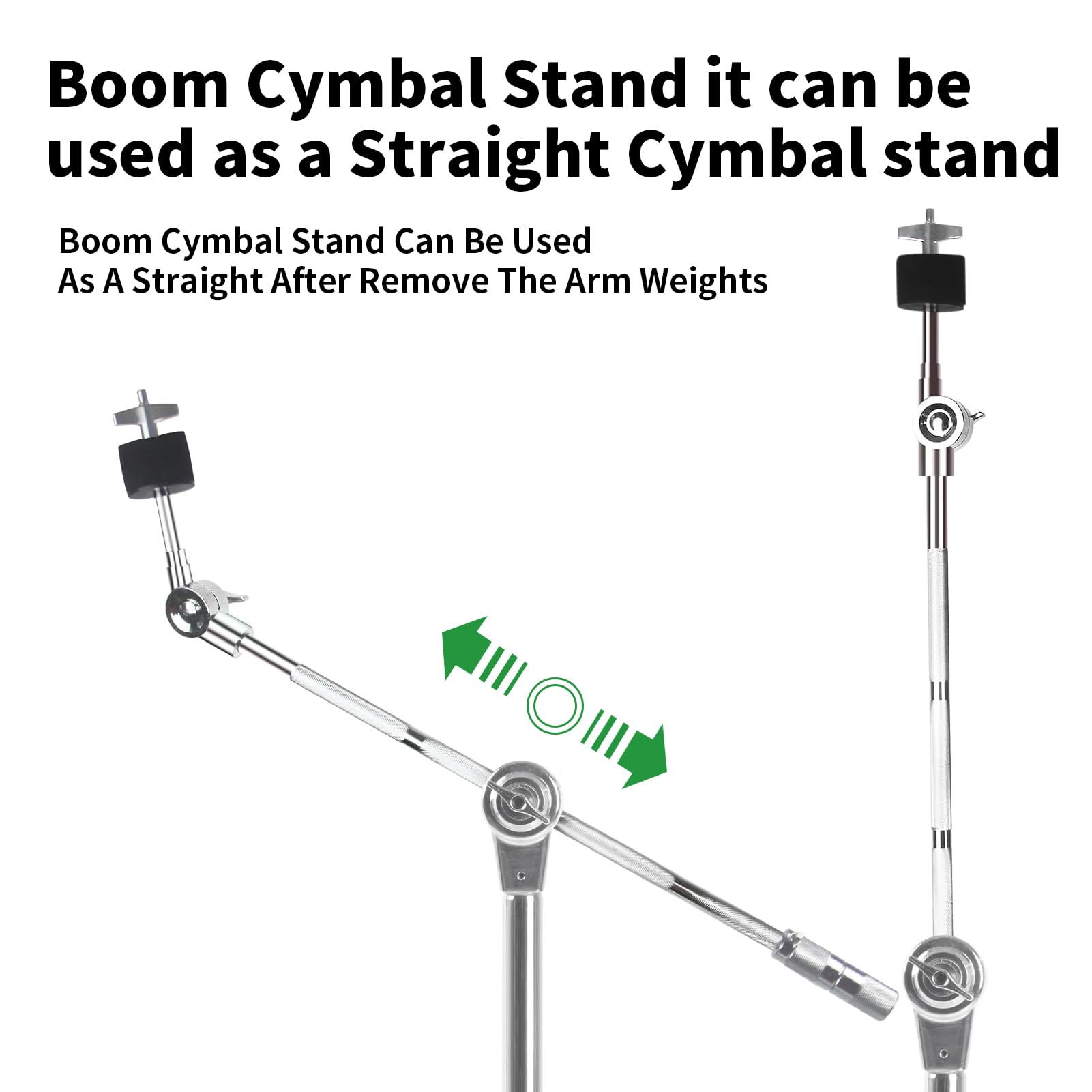2 Pack Boom Cymbal Stand + Drum Sticks Holder + Two Pair Of 5A Drum Sticks, Adjustable Cymbal Stand With Counterweight Adapter F