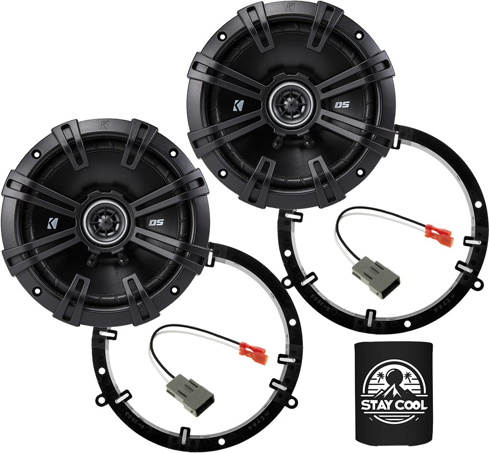 KICKER Front Door 6.5 Speakers Kit for Honda Accord 1998-2007 Upgrade Kit - Pair of DS Series 6 1/2 Inch Coaxial Speakers with A