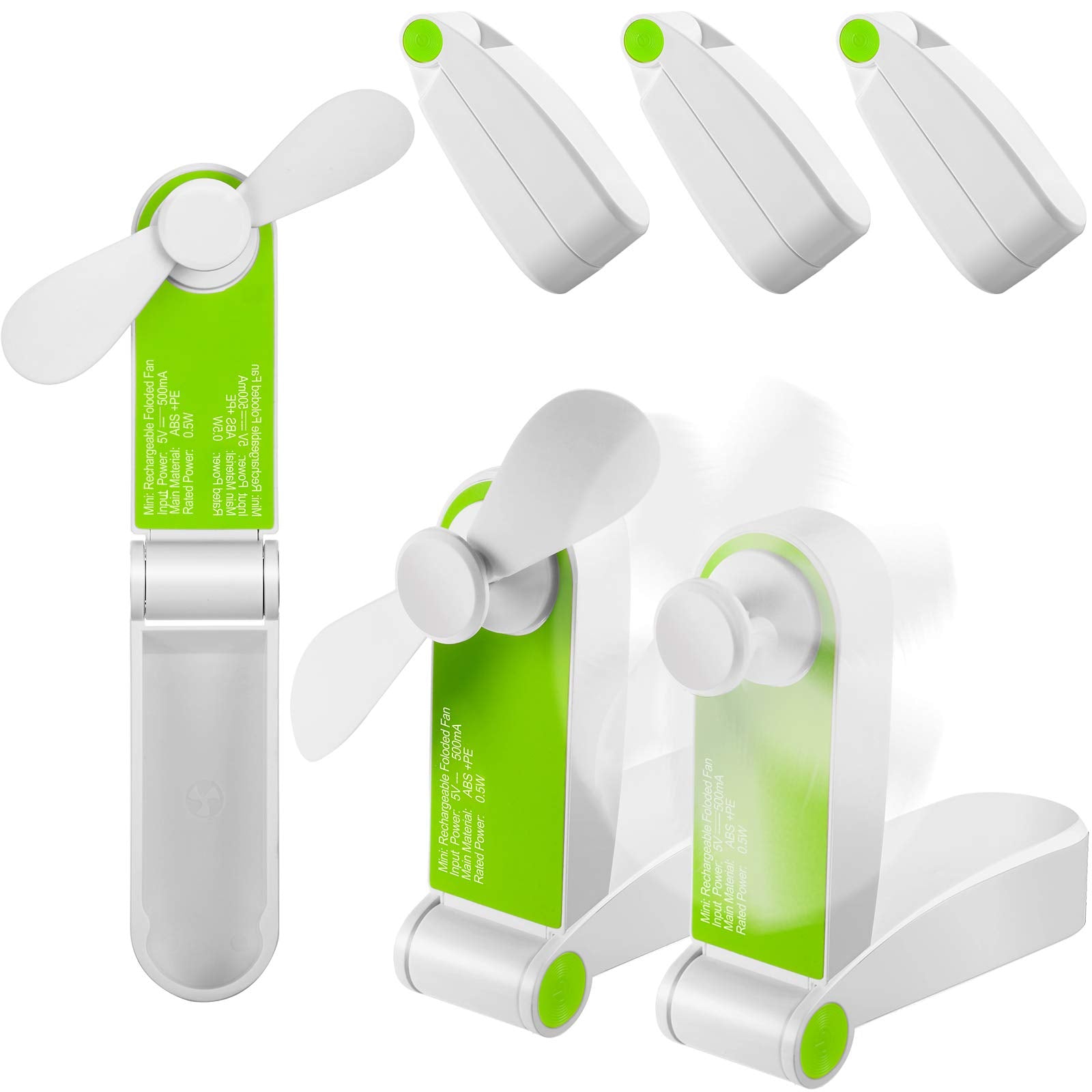 3 Pack Portable Pocket Fans Handheld Mini Fan Portable Foldable Fan Personal Travel Fan Hand Fan Summer Usb Rechargeable Desk Fa