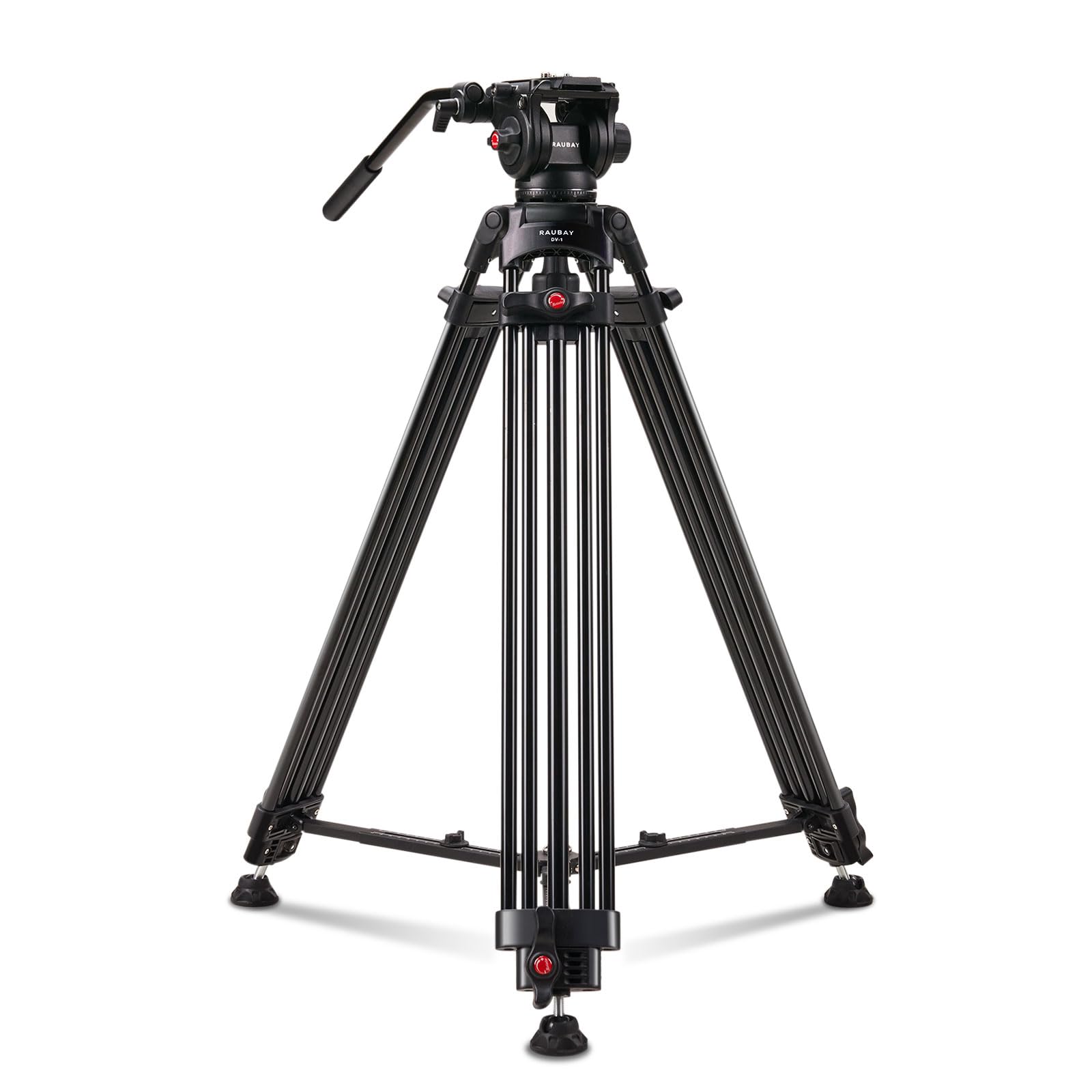 RAUBAY 70.8 Professional Heavy Duty Video Camera Tripod with Fluid Head, QR Plate for DSLR Camcorder, Max Loading 17.6lbs, Alumi