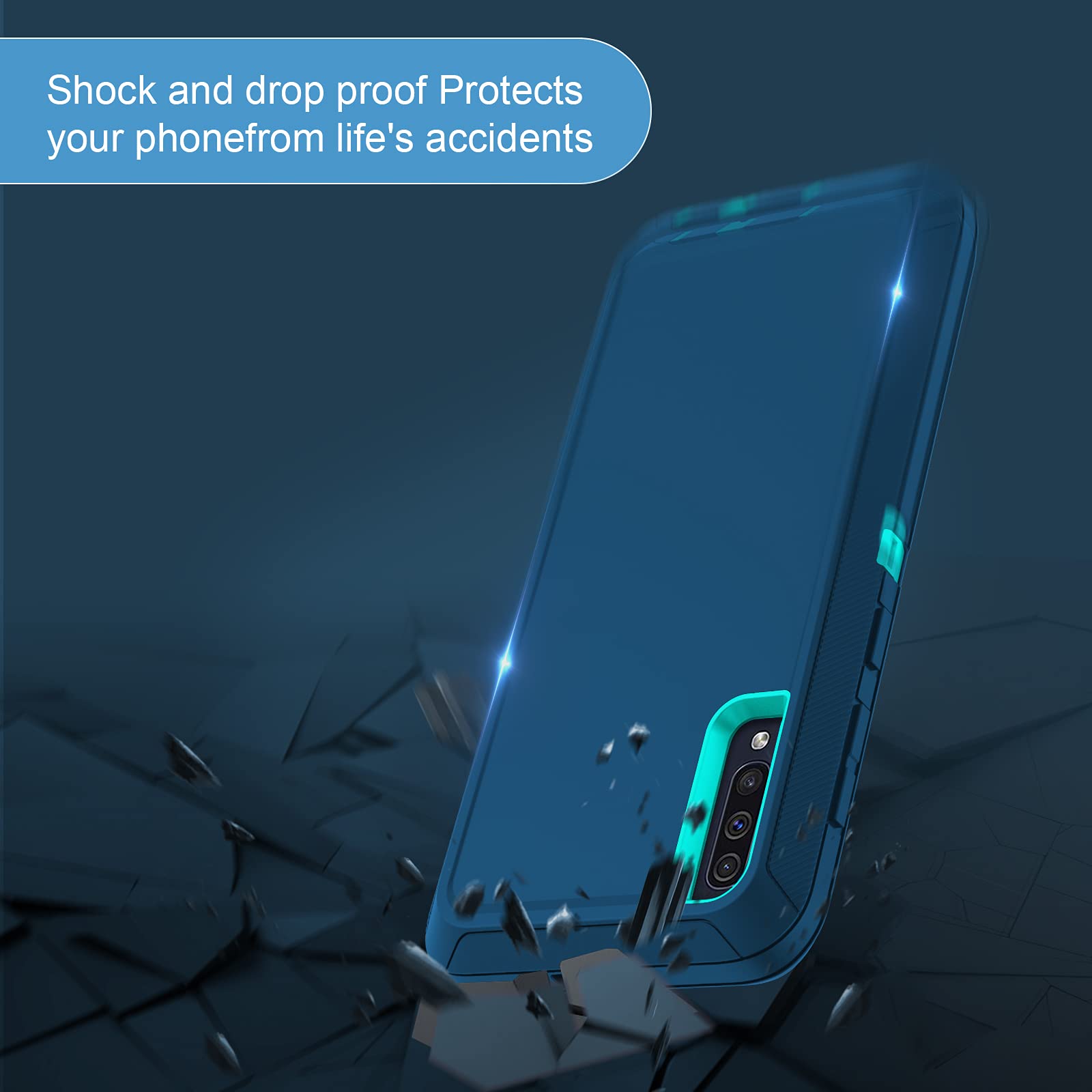 I-HONVA Samsung Galaxy A50 A50S Phone Case Shockproof 3-in-1 Full Body Protection Polycarbonate Turquoise