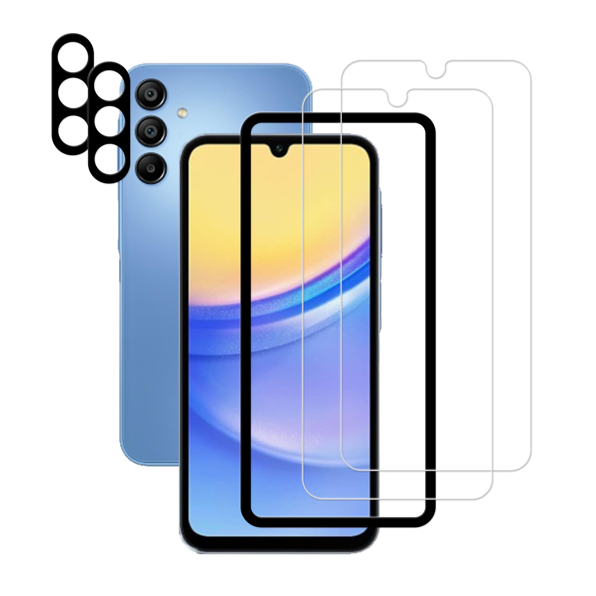 Hkkais Screen Protector For Samsung Galaxy A15 5G Tempered Glass 2 Pack Camera Lens Protector Film 2 Pack With Easy Alignment To