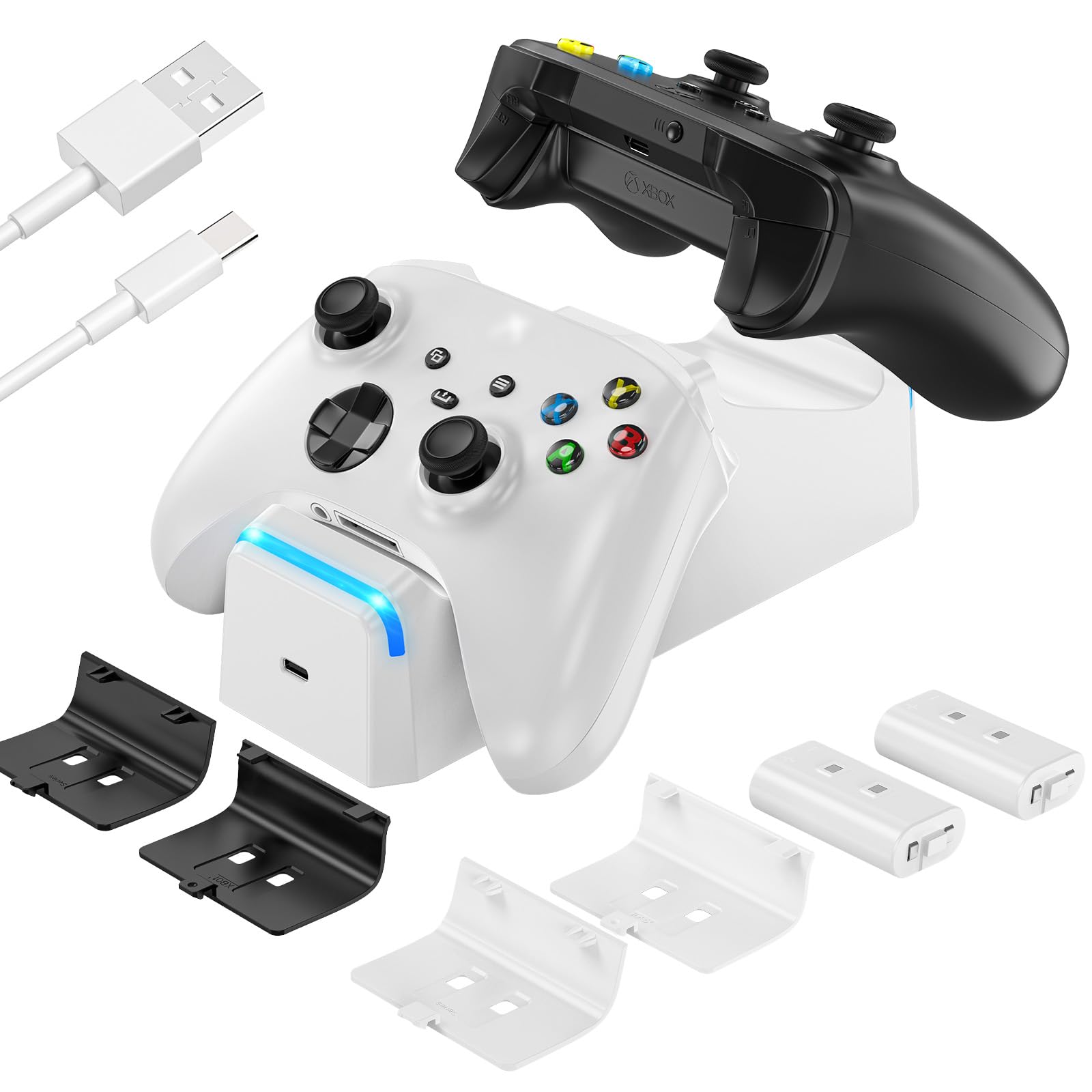 Kekucull Dual Dock Charging Station Compatible With Xbox Series X/S, Xbox One/One X/One S Controllers, Charger For Xbox Controll