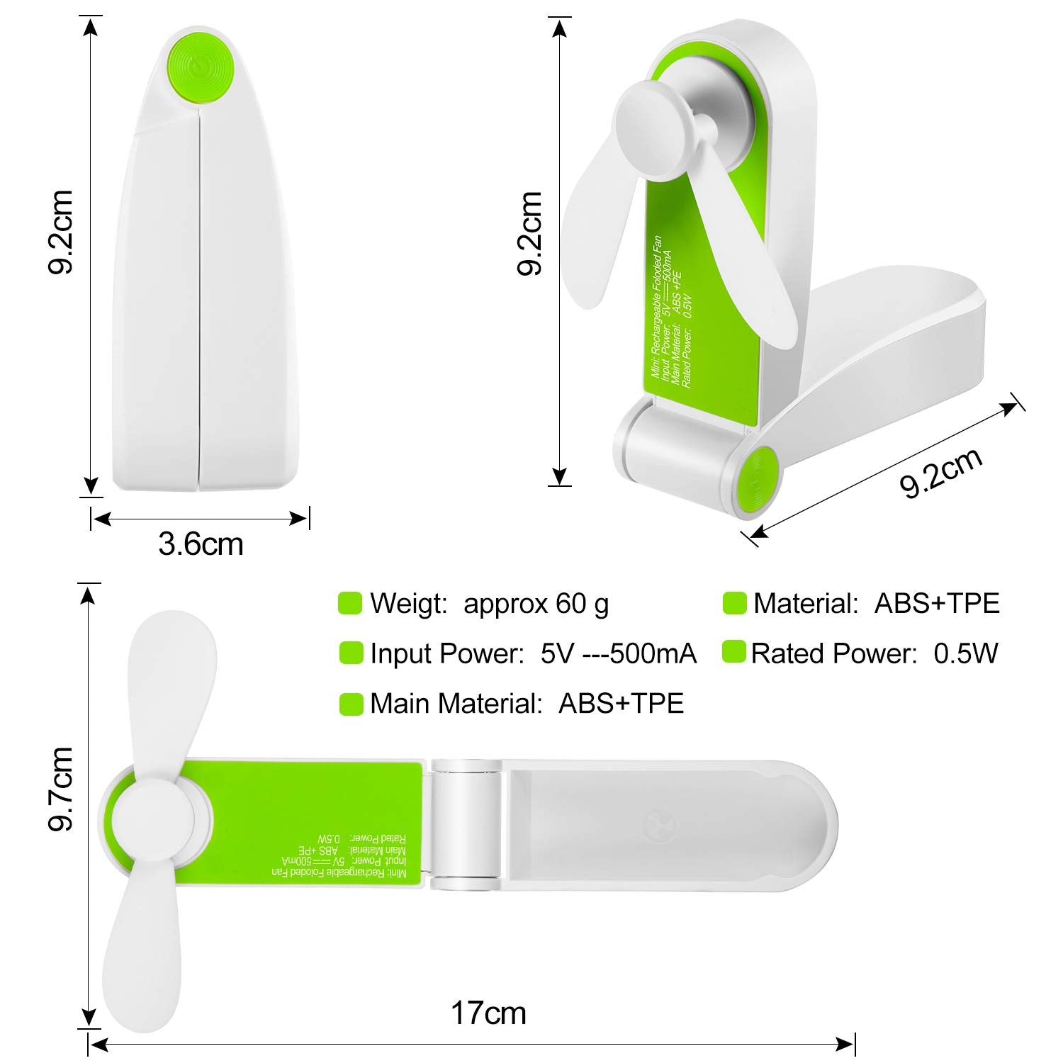 3 Pack Portable Pocket Fans Handheld Mini Fan Portable Foldable Fan Personal Travel Fan Hand Fan Summer Usb Rechargeable Desk Fa