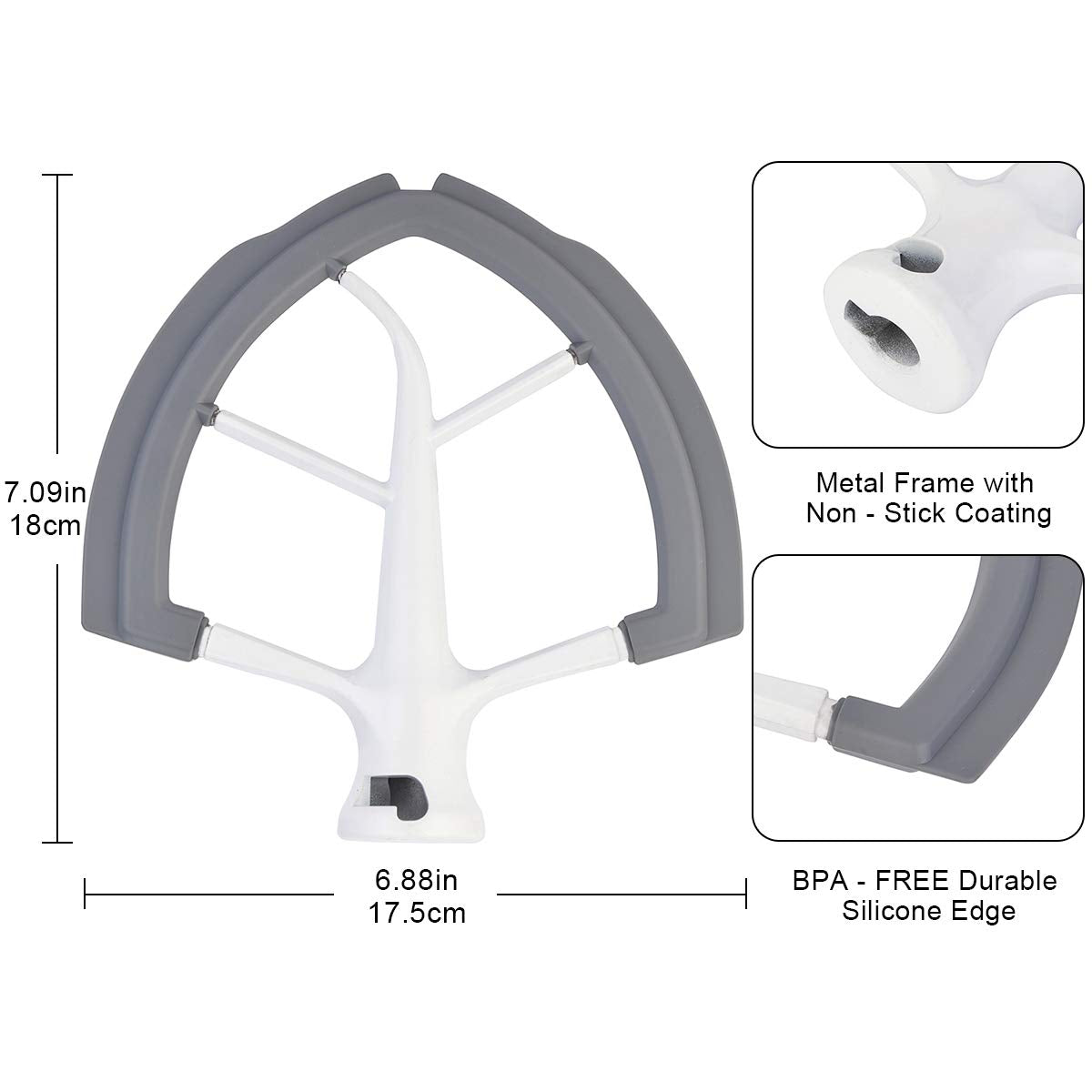 Roabertic Flex Edge Beater For Kitchenaid Bowl Lift Stand Mixer   6 Quart Flat Beater Paddle With Flexible Silicone Edges