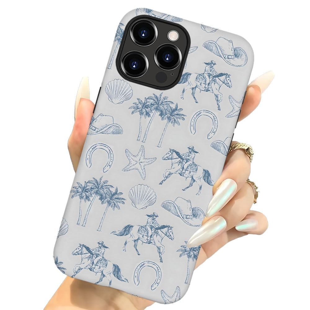 Generic Case For Iphone 12 Pro - [Drop Protection Phone Cover] - Hybrid Case For Girl Women - Coastal Beach Horse West