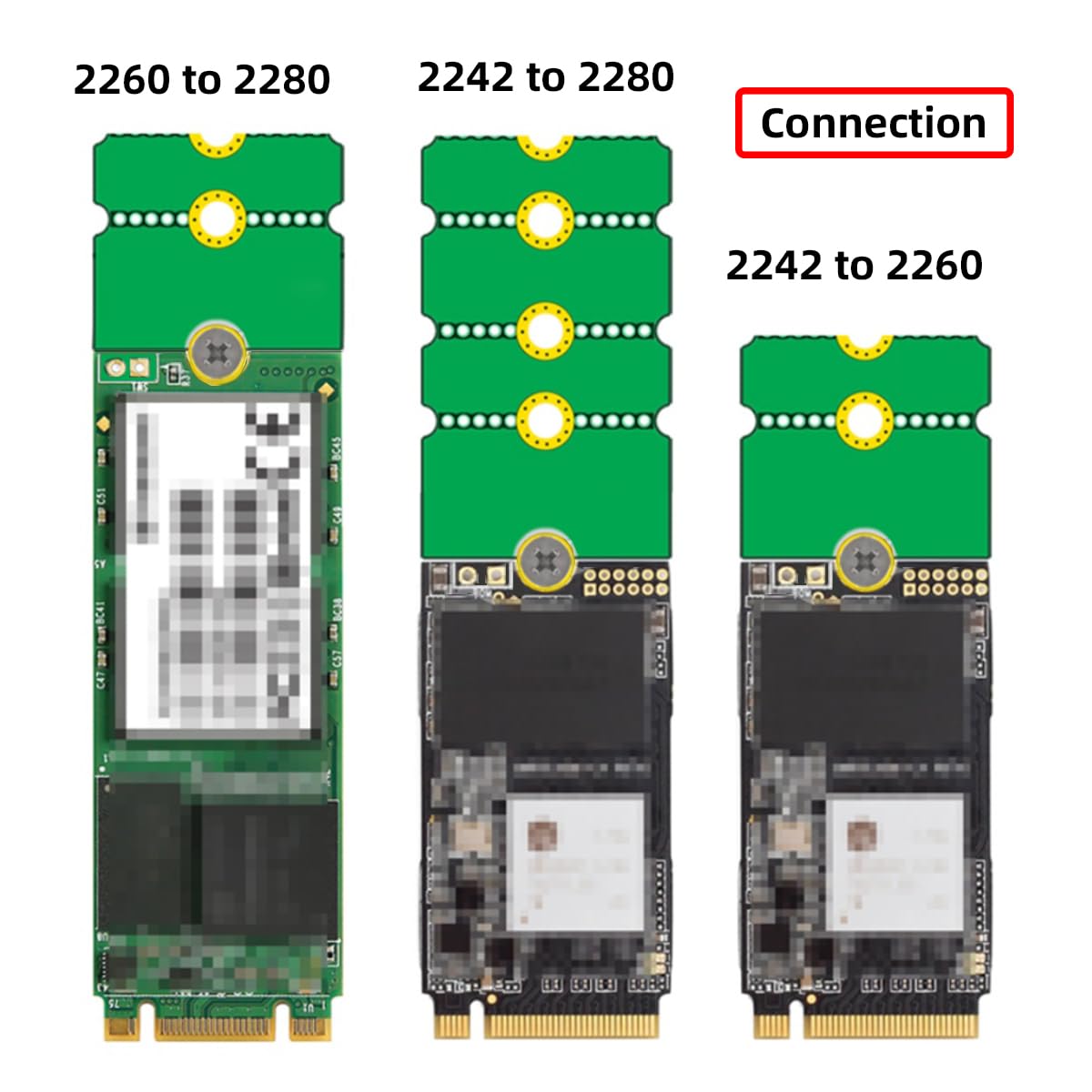 Chenyang 2 Pack M.2 2230 To 2242 To 2260 To 2280 Convertor Card Nvme Ngff Ssd Extended Adapter