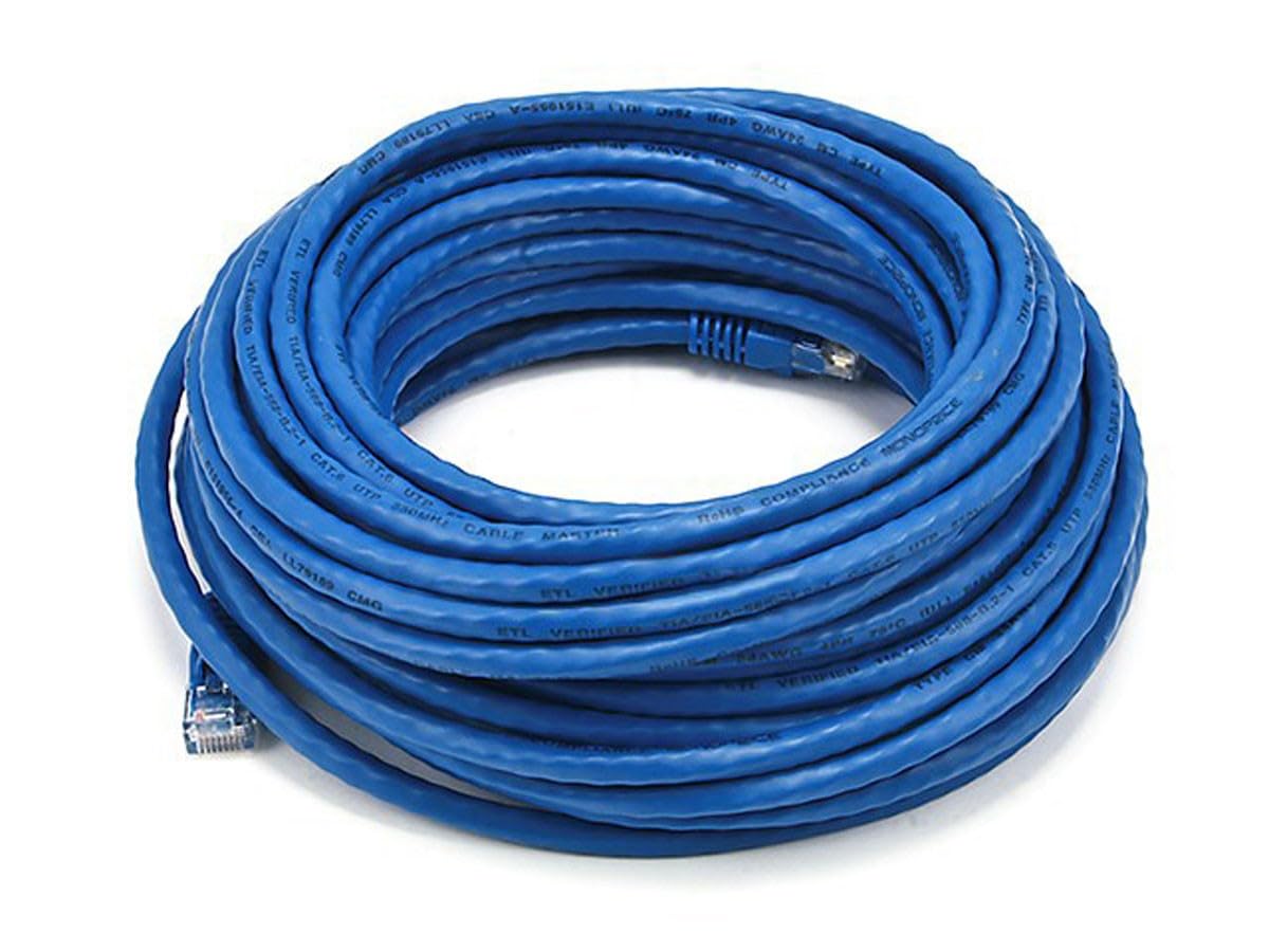 Monoprice 50Ft 24Awg Cat6 550Mhz Utp Ethernet Bare Copper Network Cable   Blue