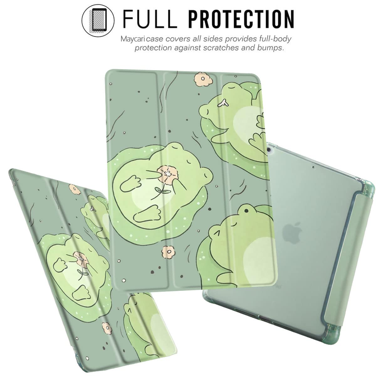 Maycari Cute Frog Case For Ipad 9.7 Inch 2017/2018 With Pencil Holder, Cute Ipad 5Th/6Th Generation Protective Case With Soft Tp
