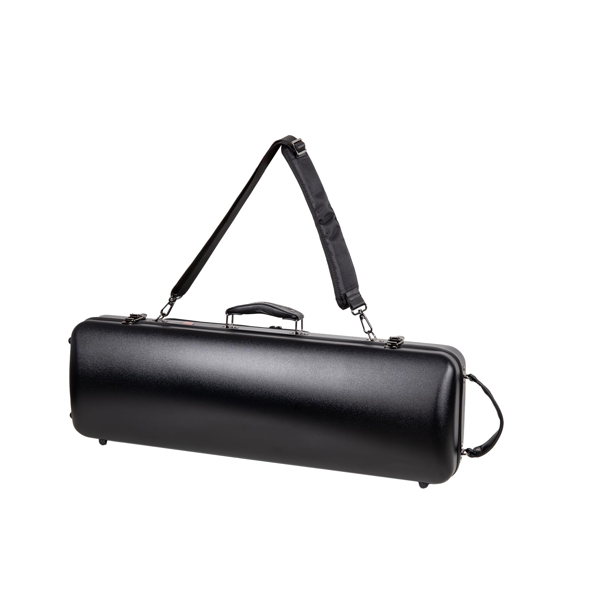 Crossrock Poly Carbon Oblong Violin Case For 4/4 Full-Size | Matte Black Finish, Hygrometer, Music Pouch, Accessory Storage - Li