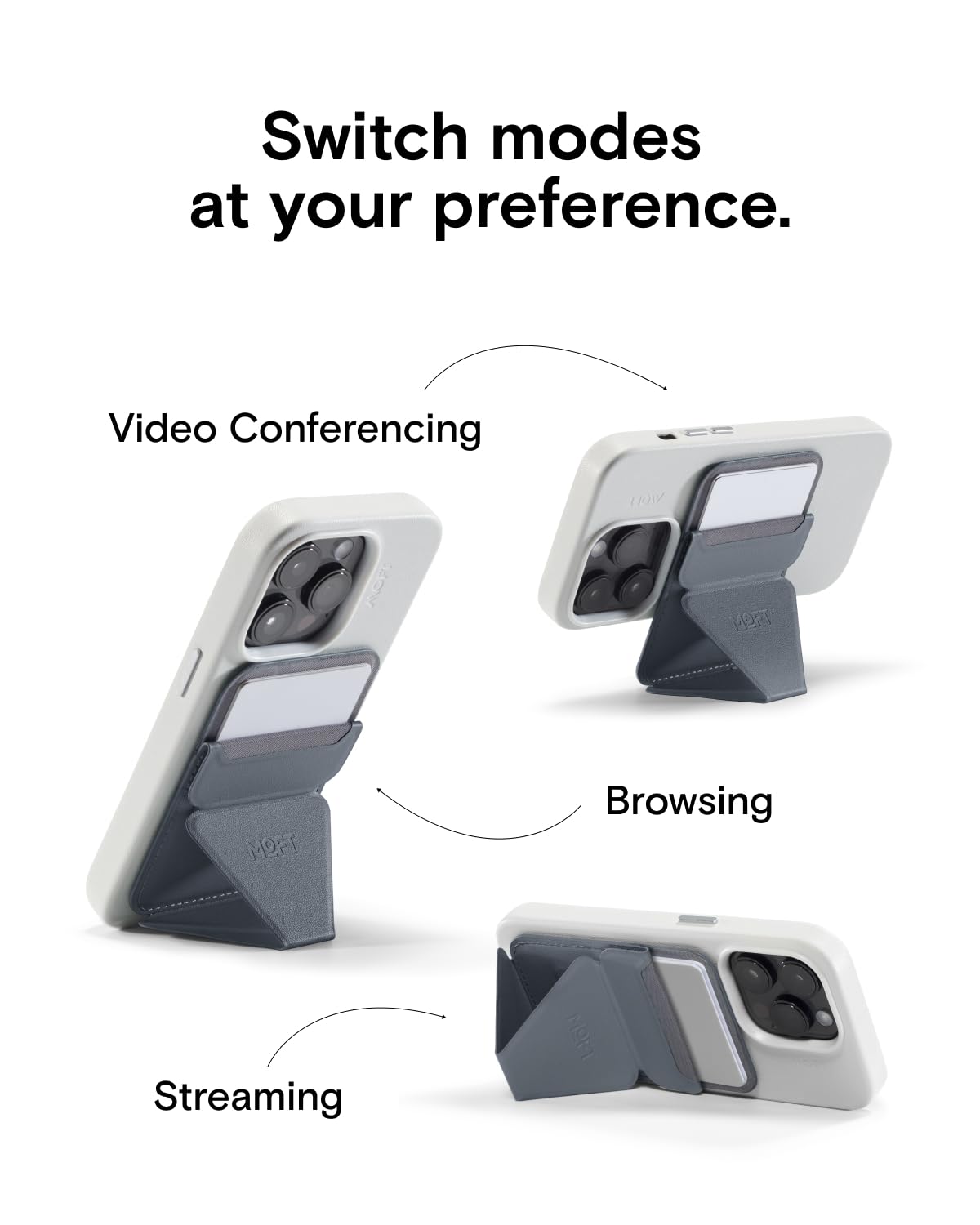 Moft Magnetic Wallet Stand Compatible With Iphone 16/15/14/13/12 Series, Angle Adjustment Movas Phone Stand, Cool Grey