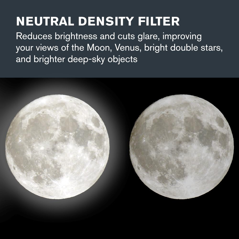Celestron   Neutral Density Filter For Telescope Eyepiece   Moon Filter Cuts Glare   Great For Venus & Double Stars   13% Light