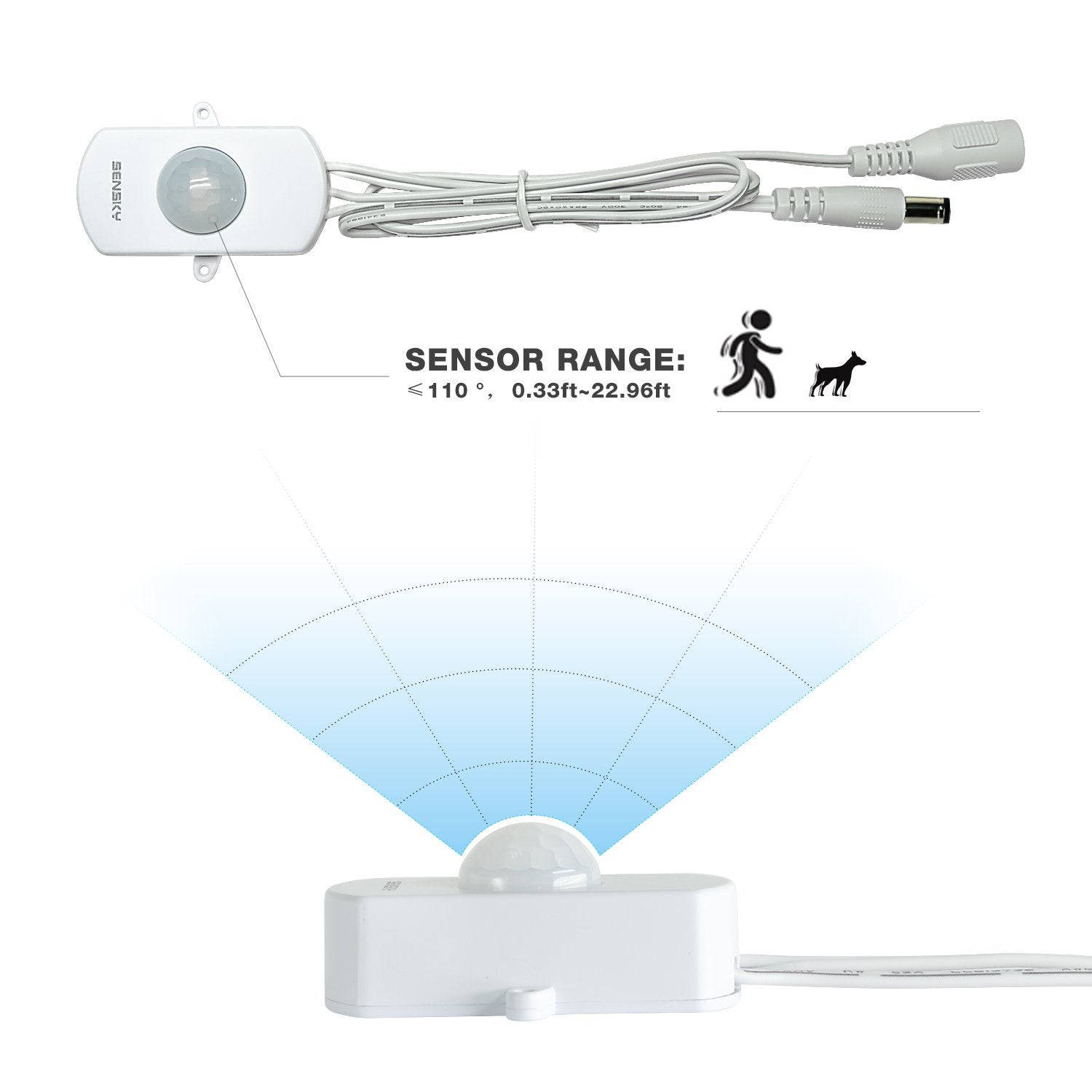 Sensky Bs010W Motion Sensor, Adjustable Delay Time & Sensitivity, Diy Led Lighting Switch, White