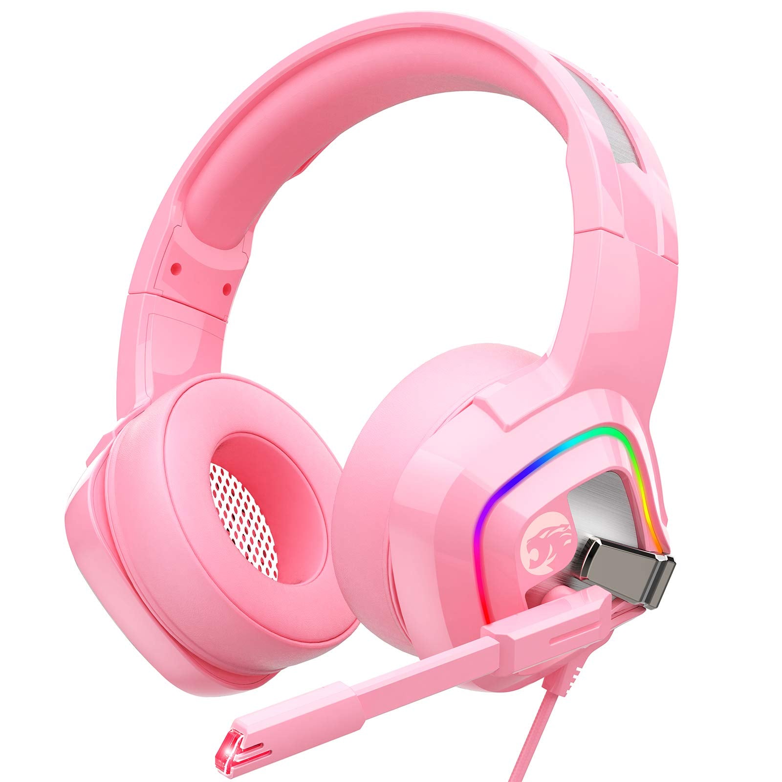 ZIUMIER Pink Gaming Headset for PC, PS4, PS5, Xbox One, Xbox Series S/X, Switch, Noise Canceling Microphone, Stereo Surround Sou