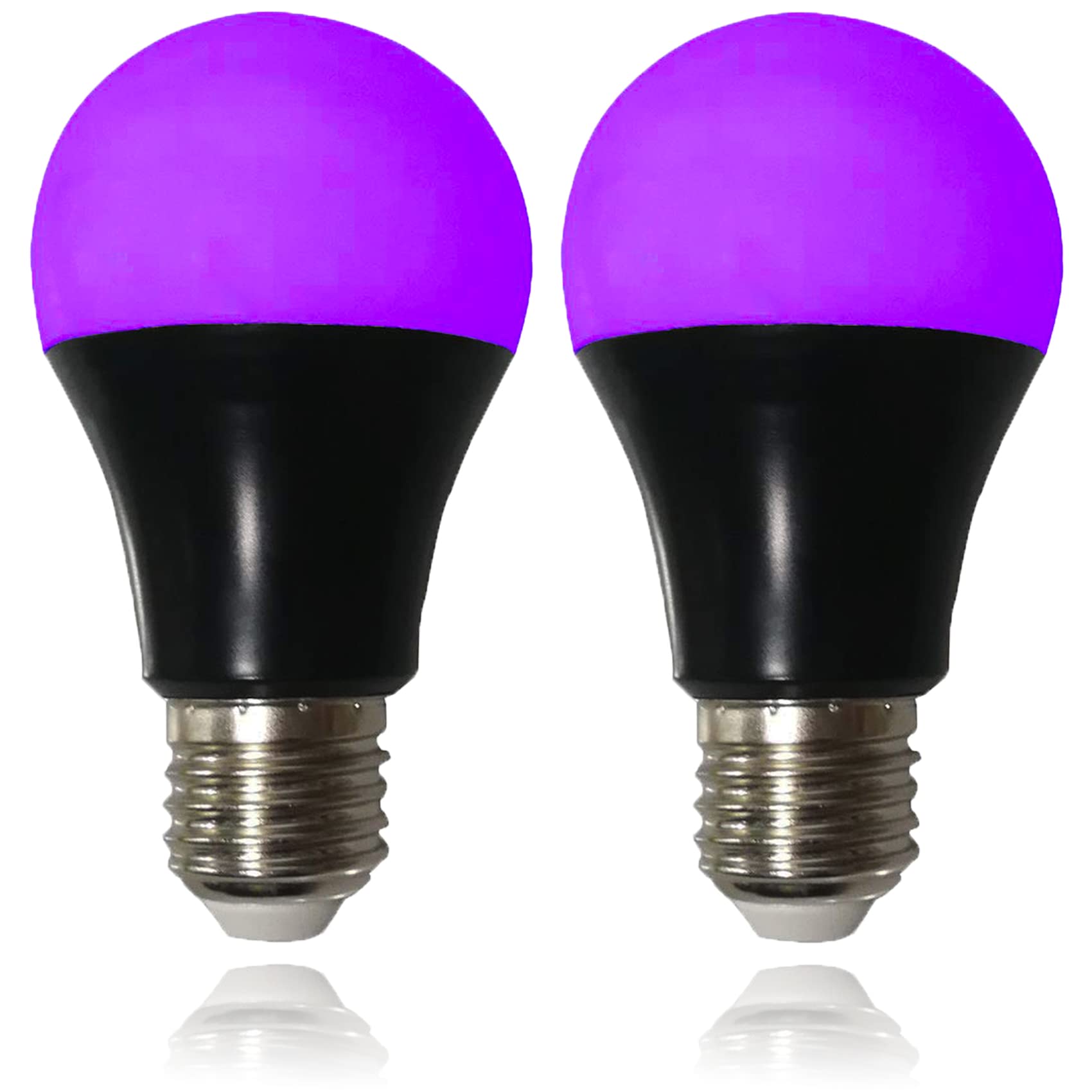 CICINY UV LED Black Light Bulbs 2 Pack, A19 E26 8W Blacklight Bulb for Glow in The Dark, UVA Level 385-400nm, Blacklight Light B