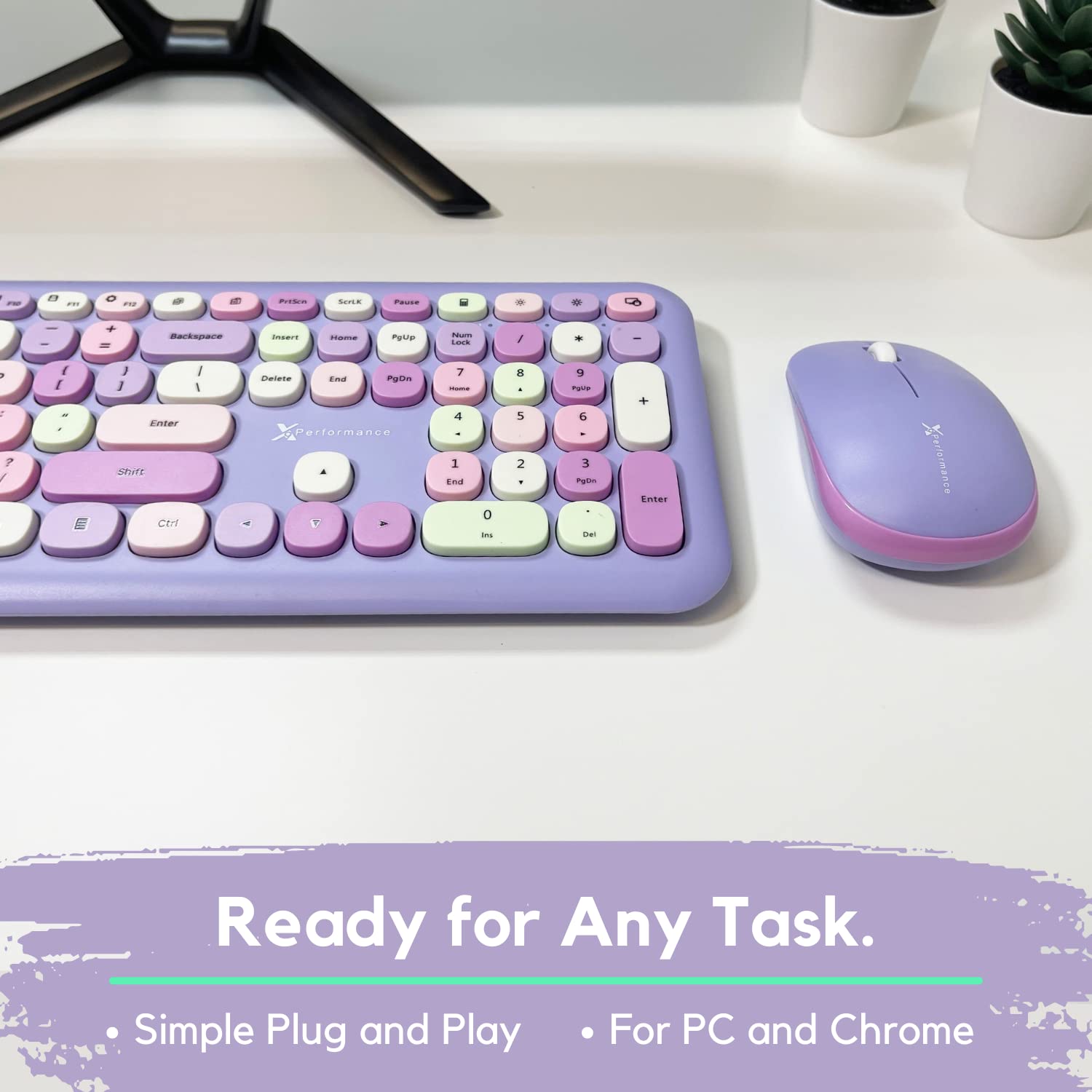 X9 Purple Keyboard And Mouse Wireless Colorful   Transform Your Space With 2.4G Aesthetic Cute Keyboard And Mouse Combo Retro For Pc Computer And Laptop