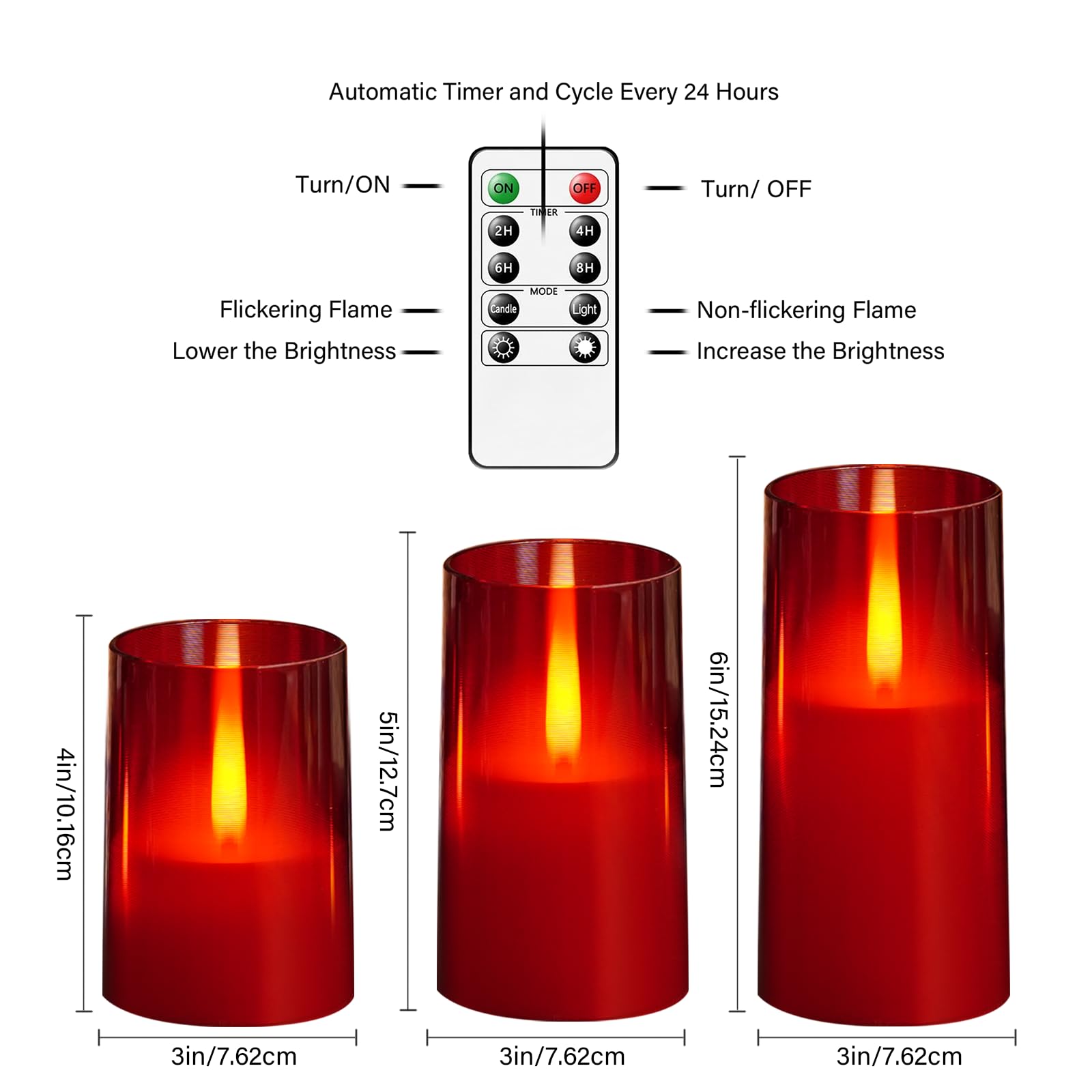 Jinyania Flameless Led Candles, Upgraded Realistic Flickering Flame Pillar Battery Operated Candles With Remote Timer, Acrylic E