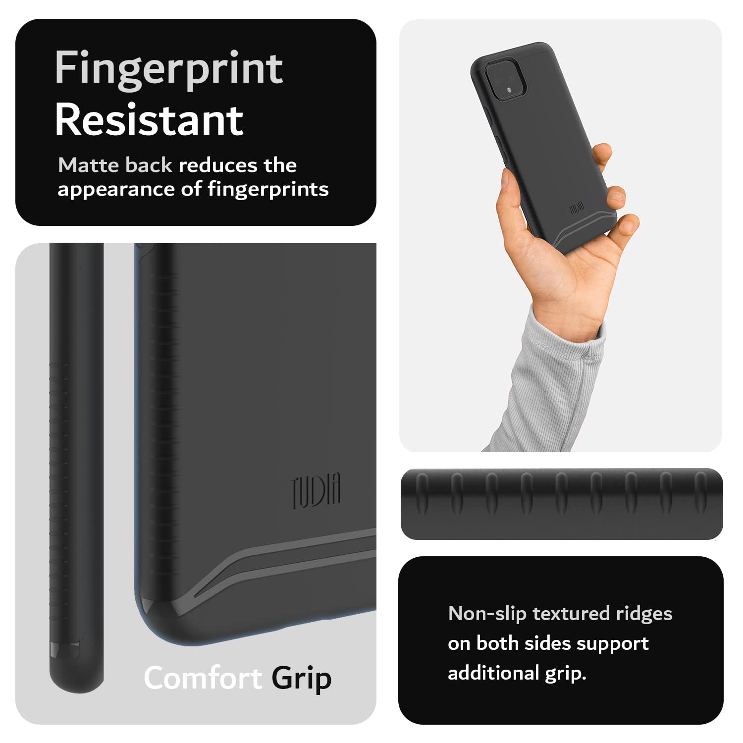 Tudia Rugged Drop Protection Merge Series Designed For Google Pixel 4 Case, Heavy Duty Slim Matte Protective Phone Case Cover Fo