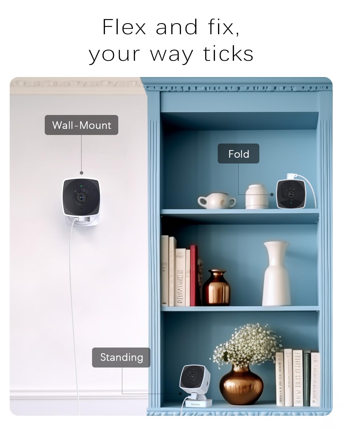 Blurams 2.4G/5G Security Camera Indoor, 2K Pet Camera Indoor With Phone App, Foldable Wifi Baby Camera W/Motion Detection, 2 Way