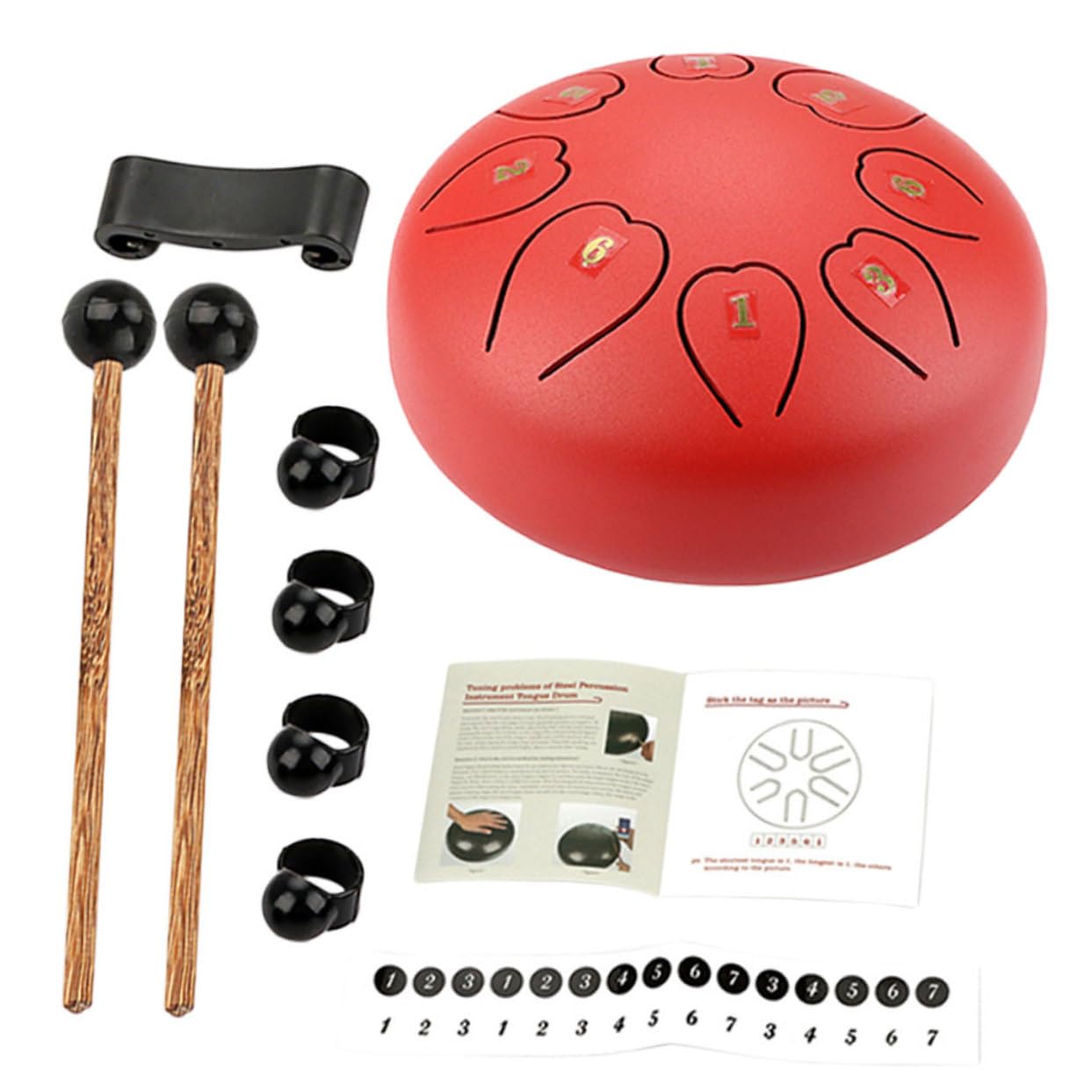 Abaodam Red Large Ethereal Tongue Drum Portable Percussion Instrument For Beginners Adults Yoga And Meditation 10 Notes Mallets