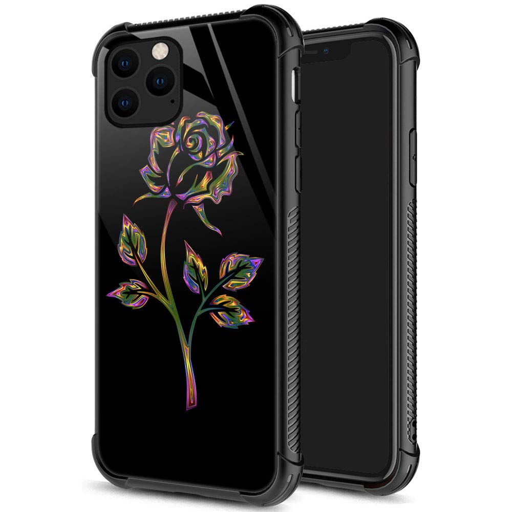 Iphone 12 Case, Colorful Roses Iphone 12 Pro Cases For Women Girls, Pattern Design Shockproof Anti Scratch Organic Glass Case Fo