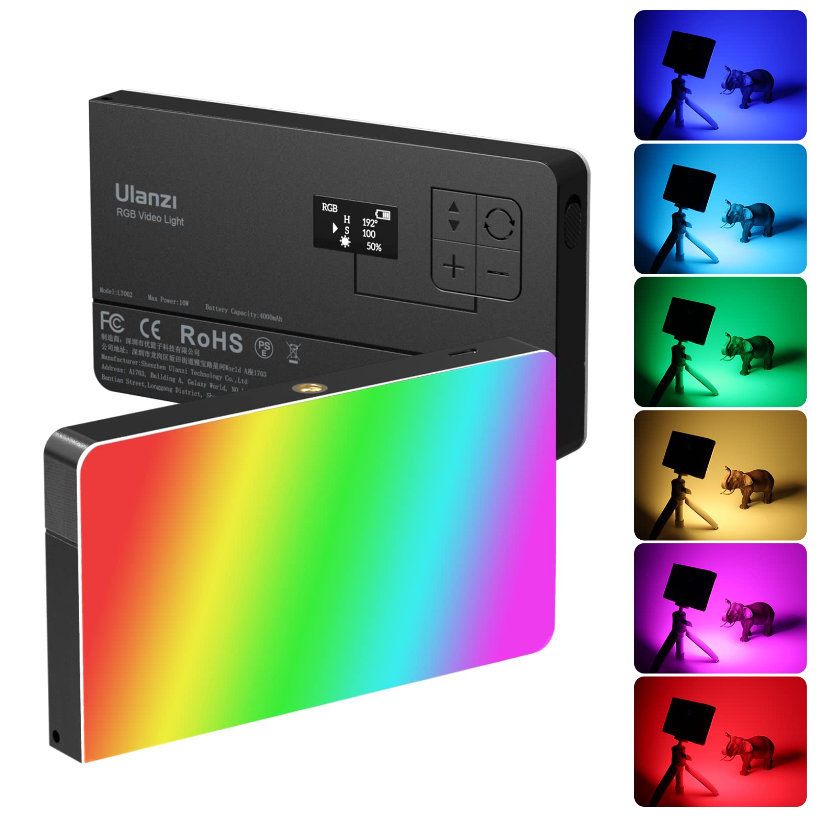 Ulanzi Pl 01 Rgb Video Light, Portable Rgb Camera Light With 4000Mah Battery, 360 Color 20 Light Effects, Cri=95 2500 9000K Led