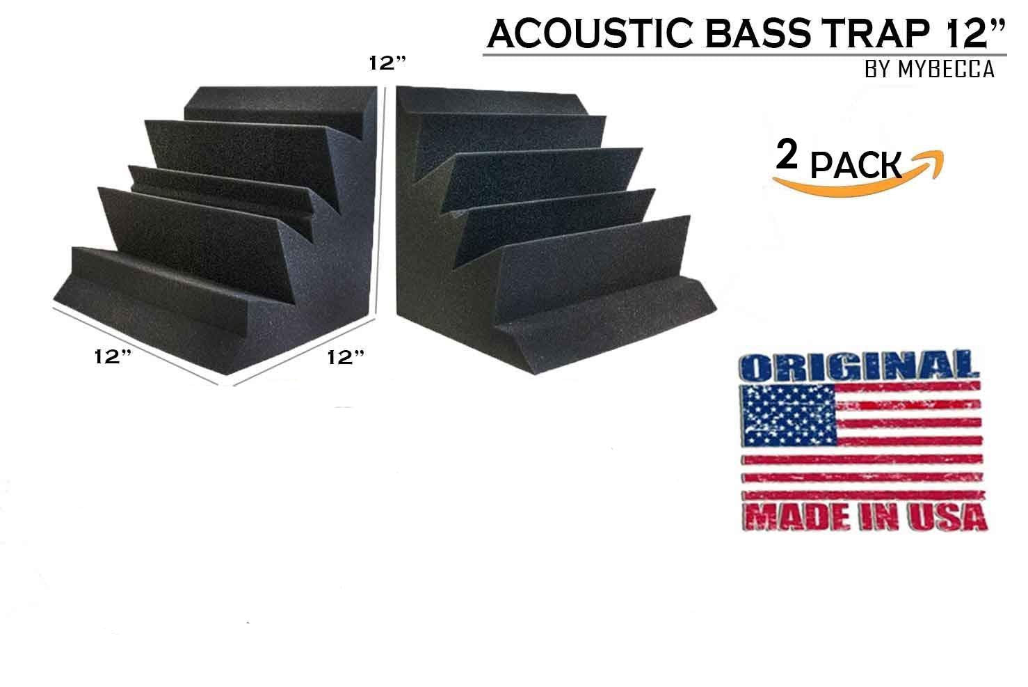 Set Of 2   Acoustic Foam Bass Trap Studio Soundproofing Corner Wall 12'' X 12'' X 12''