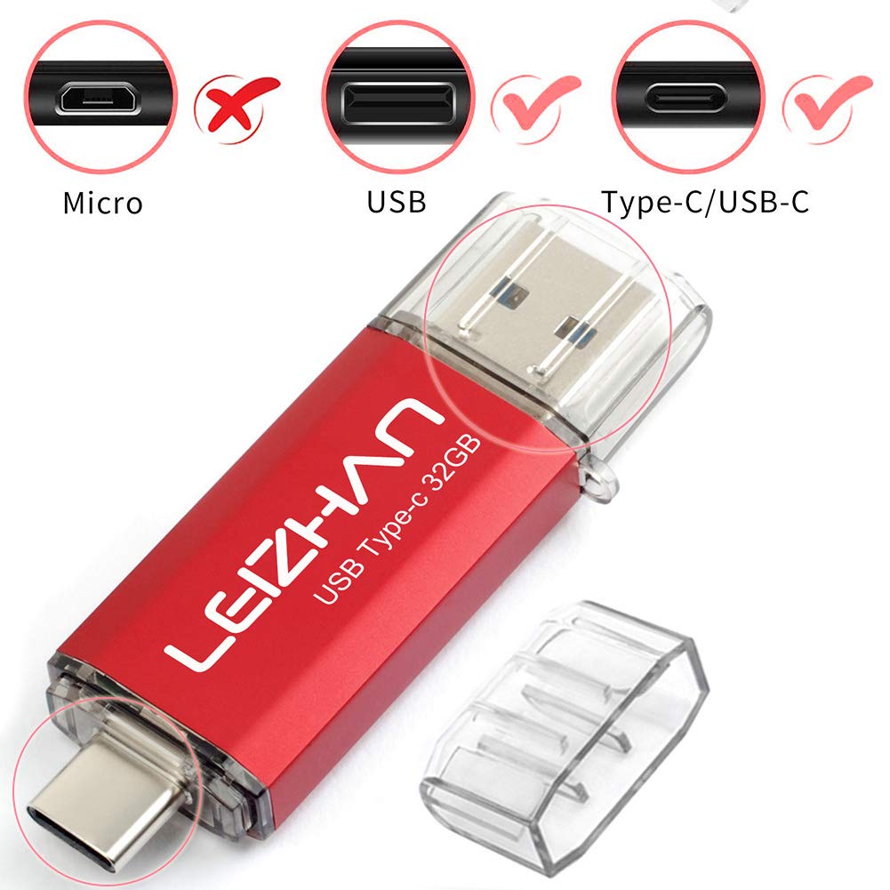 Leizhan Usb 3.0 Usb Flash Drive Type C Memory Stick, 32Gb Photo Stick For Samsung Galaxy S9, S8, S8 Plus, Lg G6, Google Pixel Xl