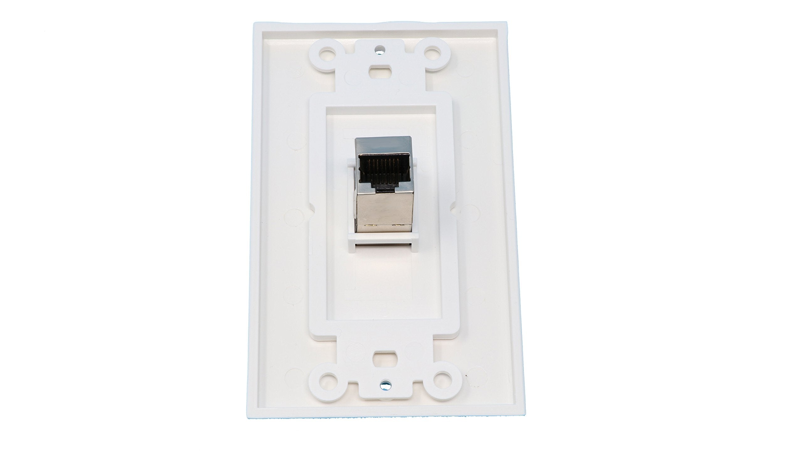 Riteav Cat 6A 1 Port Shielded Cat6A Wall Plate 1 Gang Decorative   White