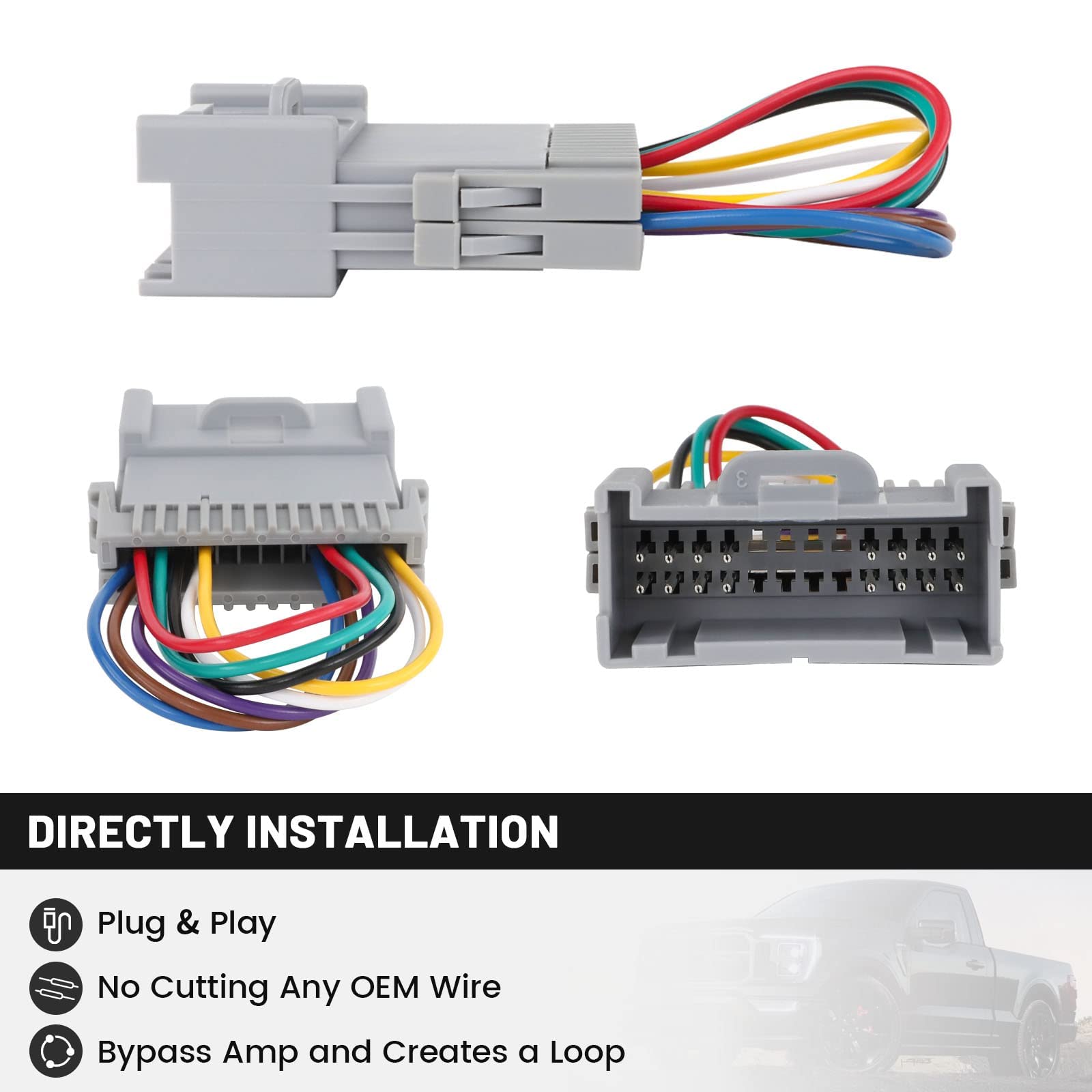 Red Wolf Factory Amplifier Crossover Bypass Jumper Integration Wire Harness Adapter For Chevy Monte Carlo Impala Suburban Gmc Yukon 2000 2005 Non Bose Infinity System