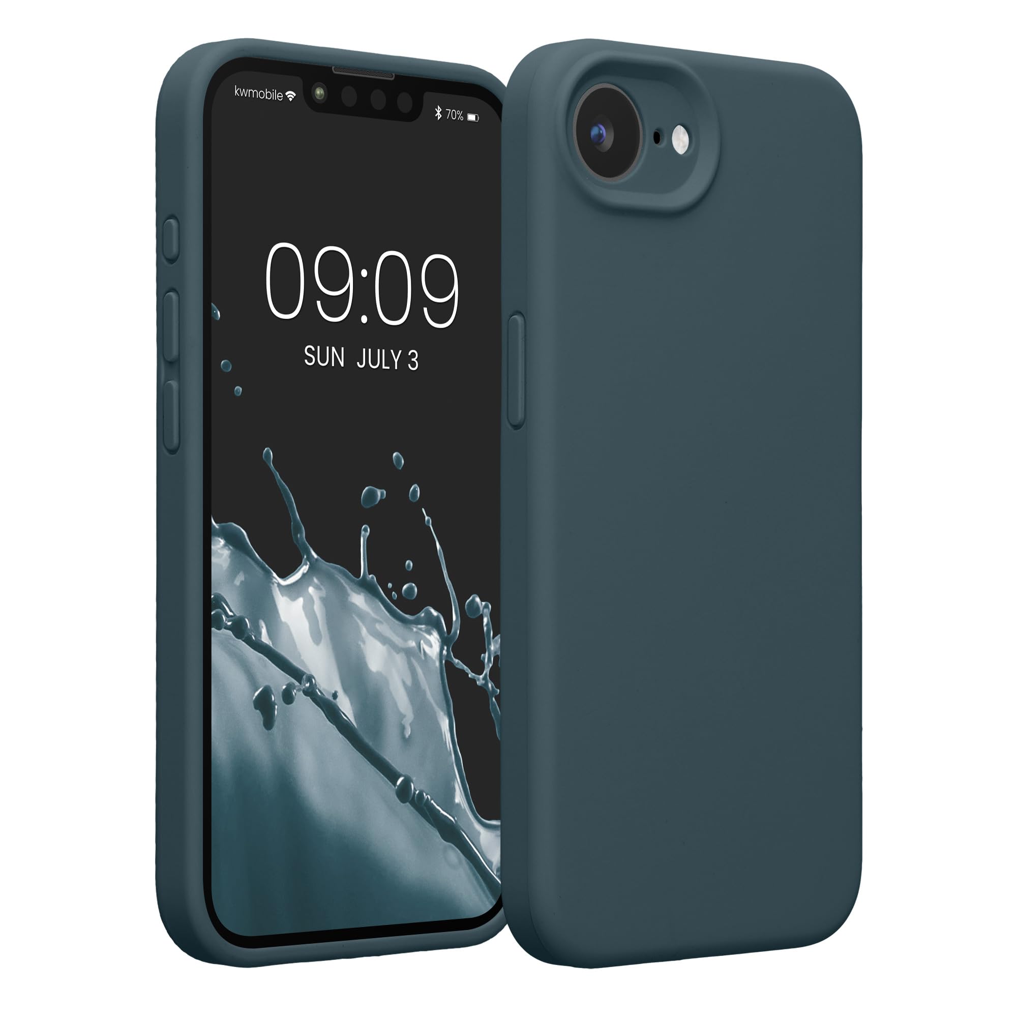 kwmobile Case Compatible with Apple iPhone 17e / iPhone 16e Case - Slim TPU Silicone Phone Cover - Soft Touch Finish - Dark Slat