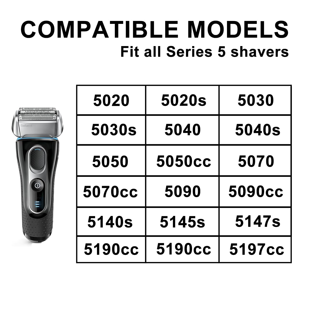 52S Series 5 Electric Shaver Replacement Head Compatible With Braun Series 5 Foil Shaver Replacement Heads 5090/5190Cc, 5040/514