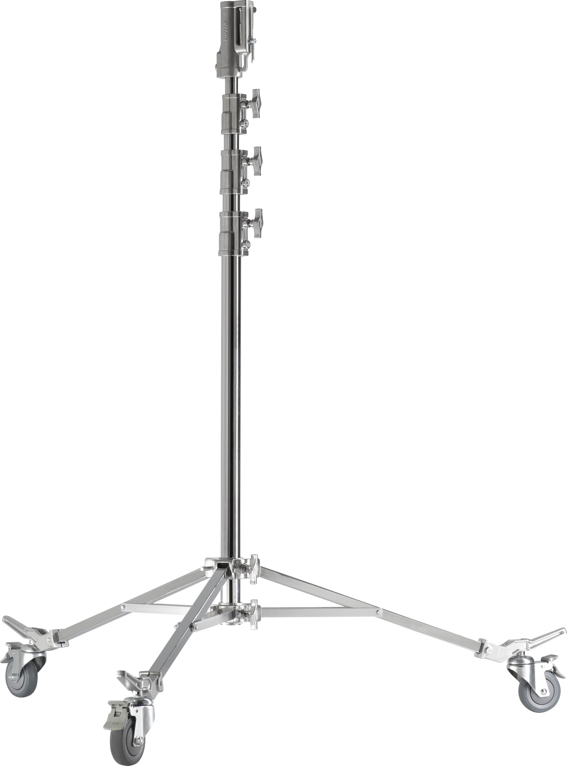 Kupo High Roller Stand, Heavy Duty Steel Combo Stand with Wheeled Base, Triple Function Universal Head, Spring Cushioned Risers,