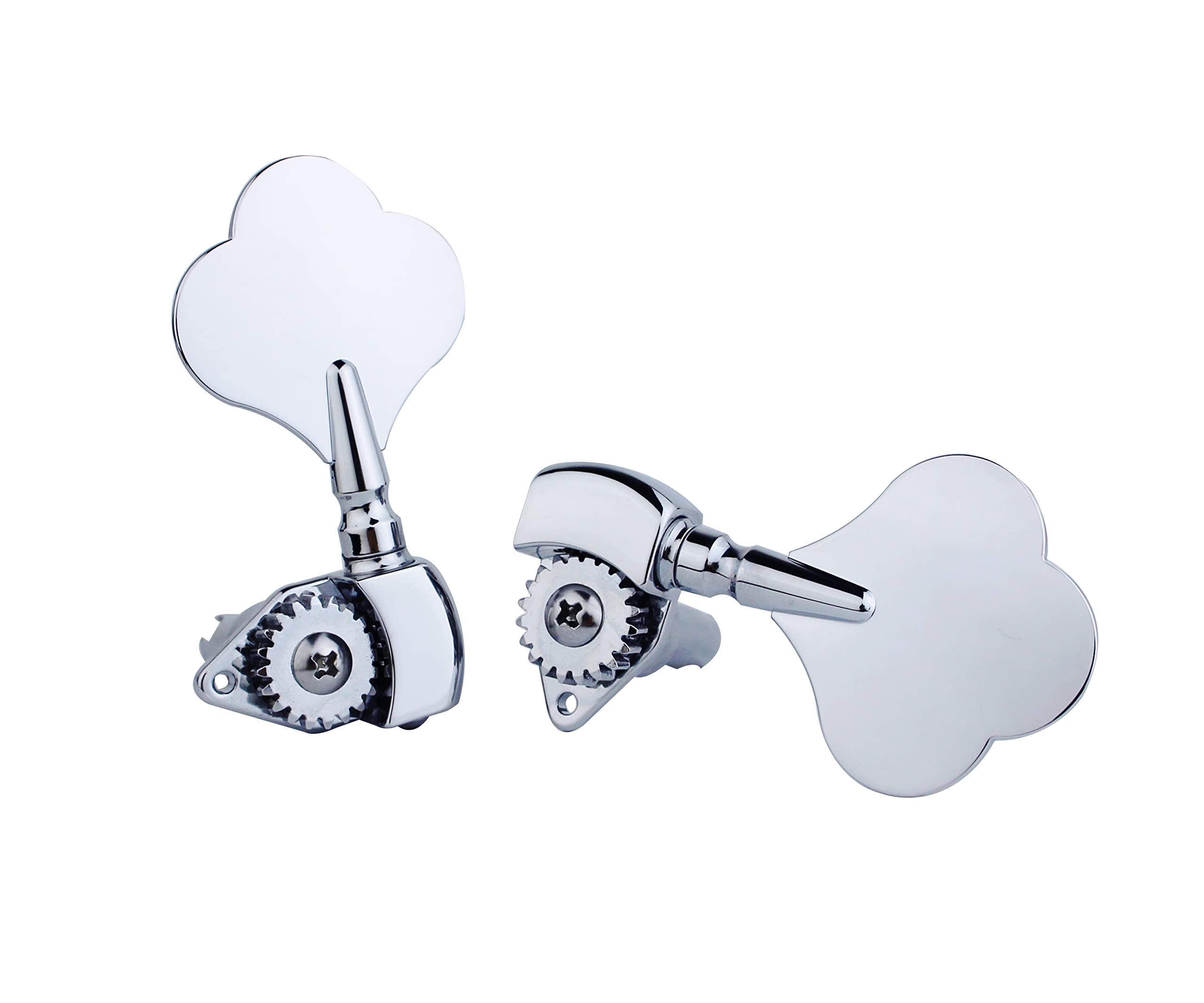 Guyker Open Frame Electric Bass Machine Head (2R + 2L)   1:20 Ratio Gear Tuners Tuning Key Pegs   Chrome