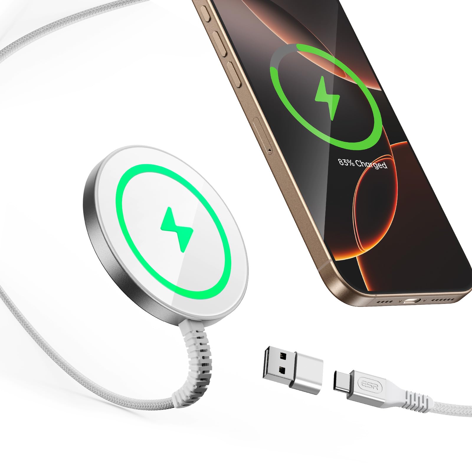 Esr For Magsafe Charger 15W Wireless Charger For Iphone 16 Pro Max/16 Pro/16/16 Plus/15/14/13/12 Apple Magnetic Charging Pad For